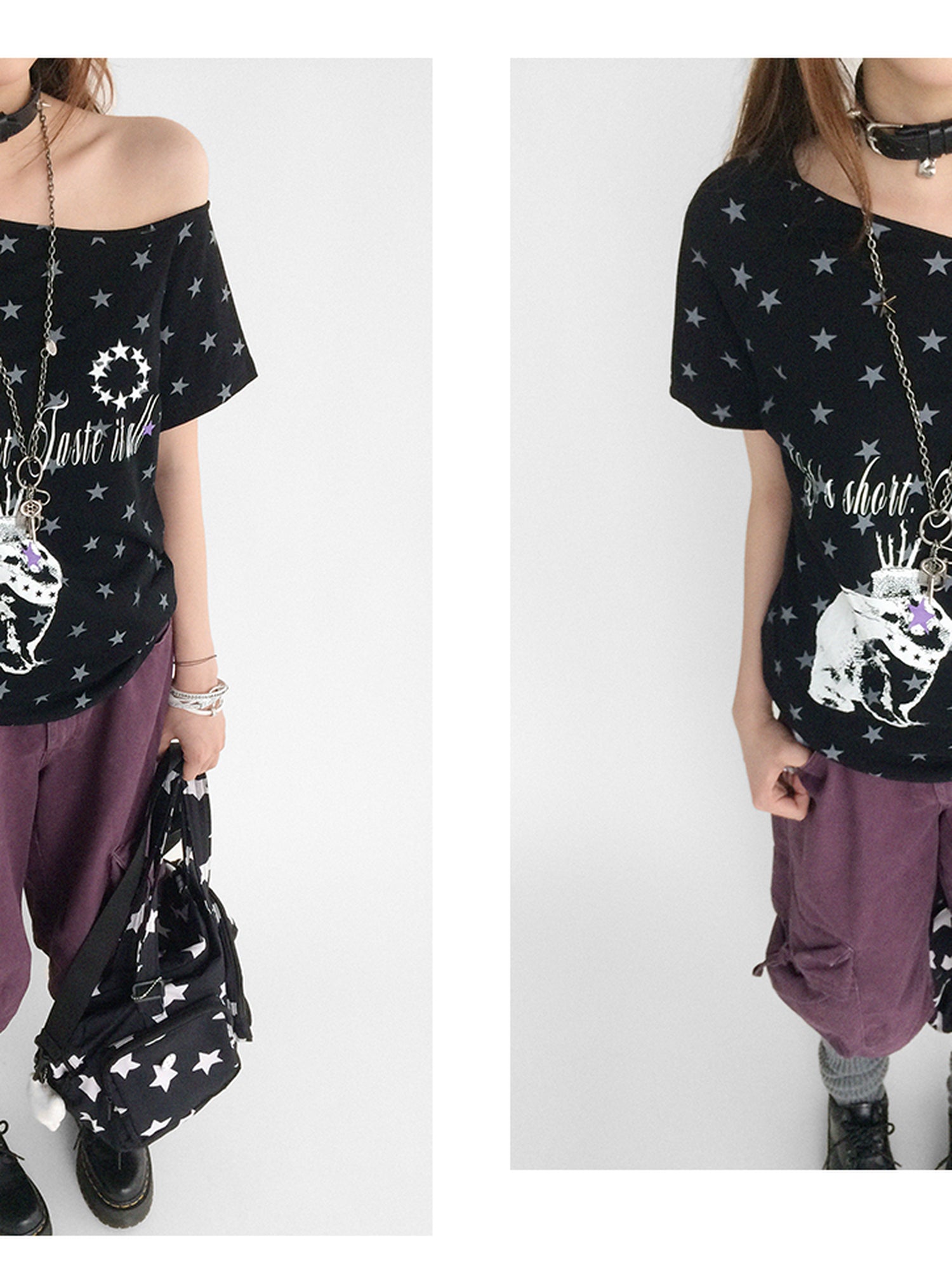 innomoood Rabbit Star Print Slouchy Tee
