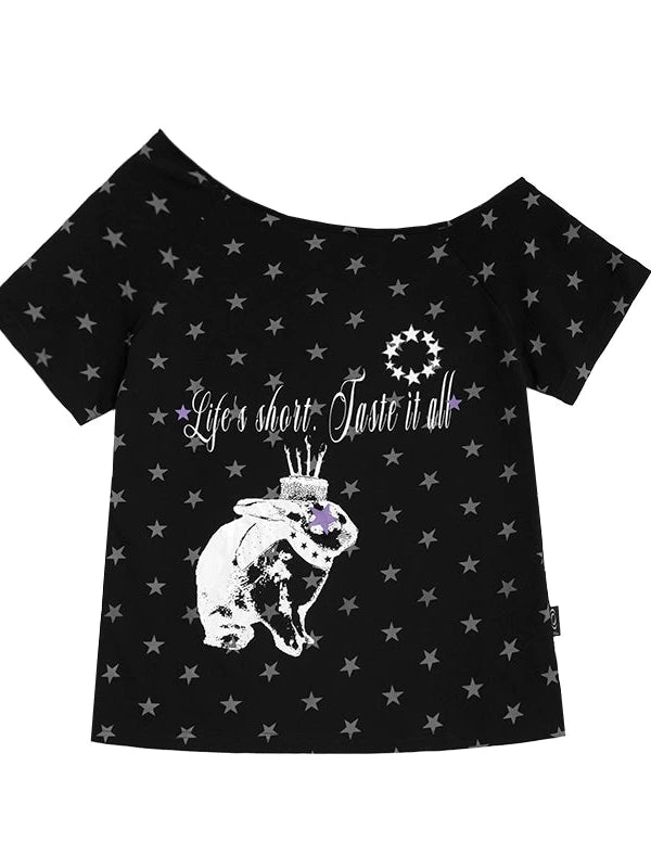 Rabbit Star Print Slouchy Tee