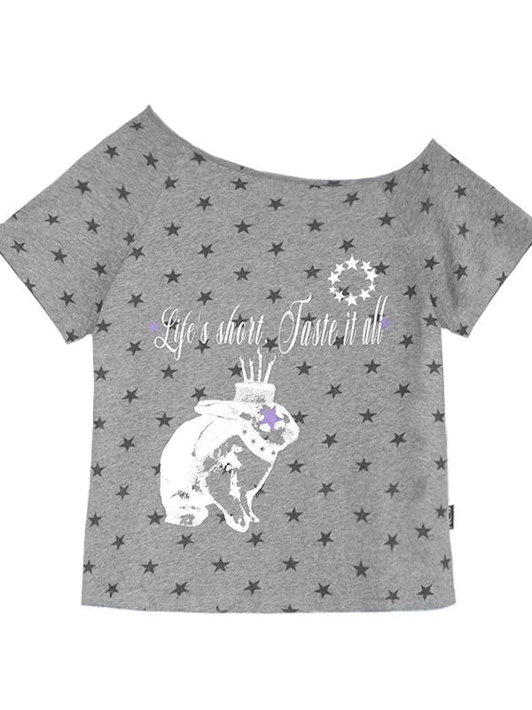 Rabbit Star Print Slouchy Tee
