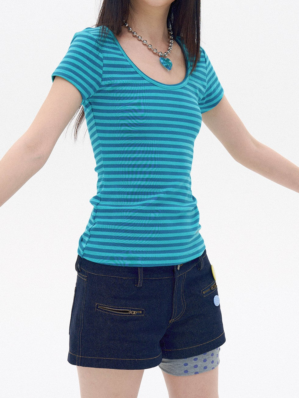 innomoood Raw Indigo Vintage Zipper Ultra Short Low Rise Women&