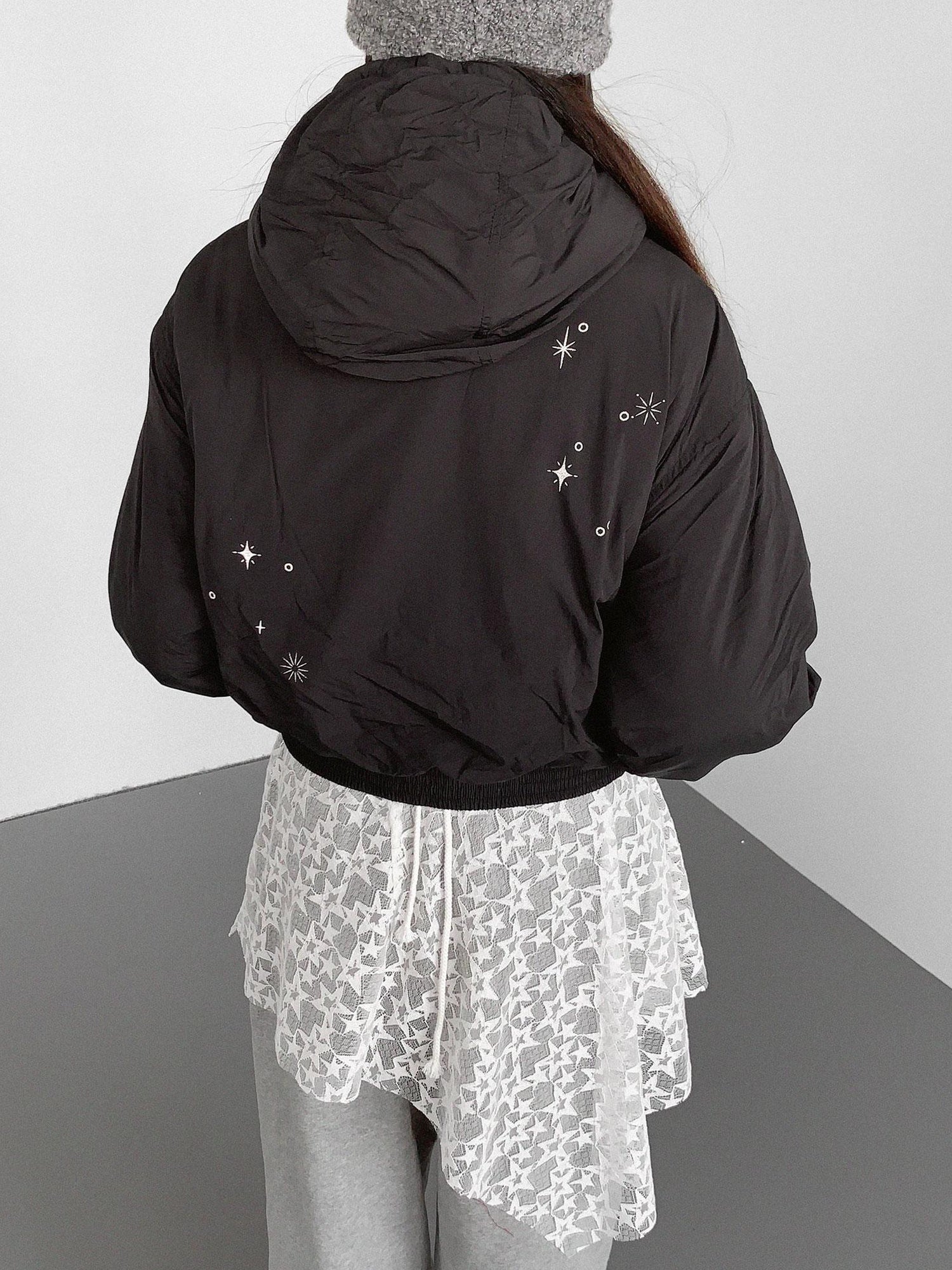 innomoood Reflective Star Print Puffer Jacket