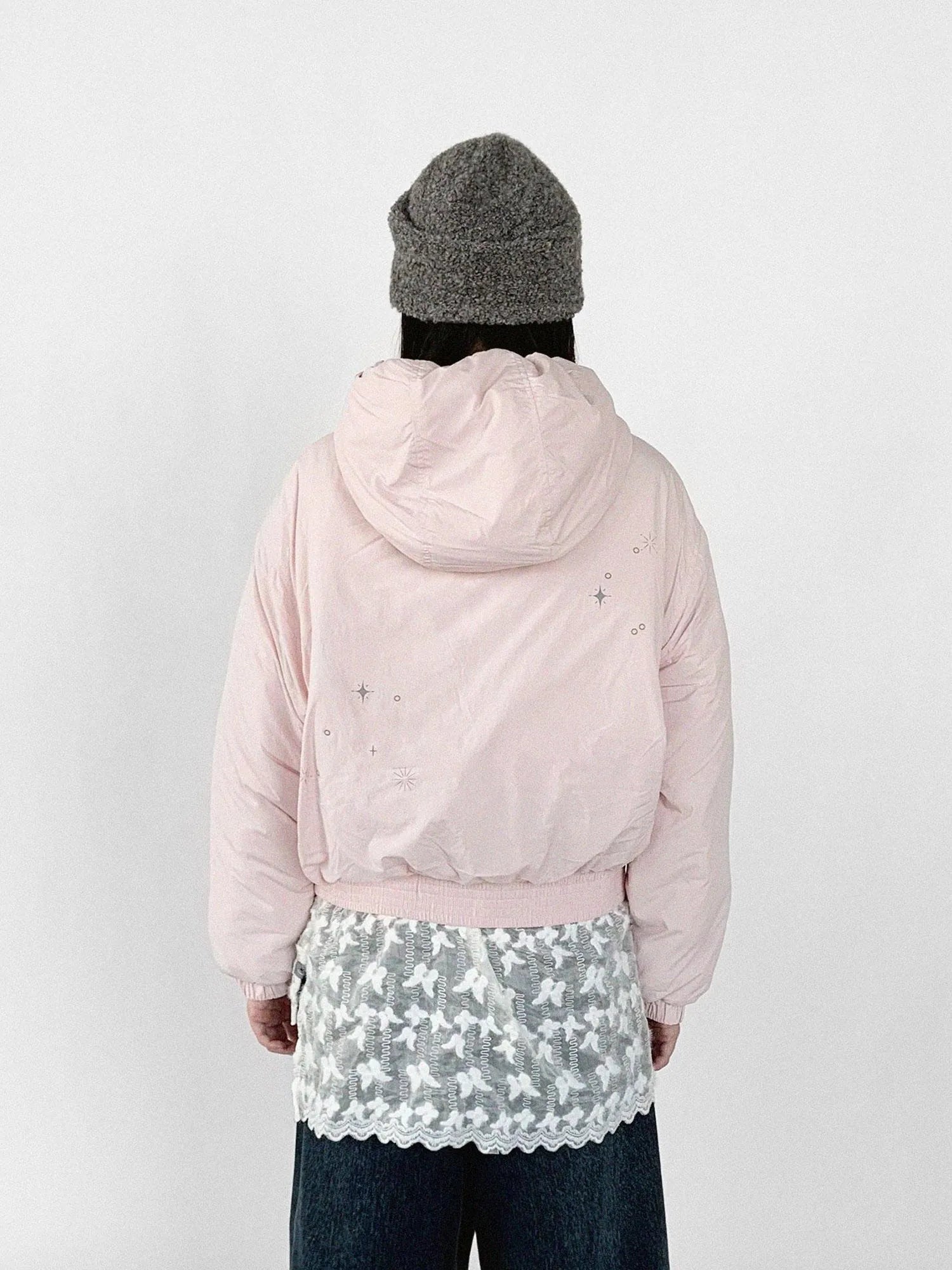 Reflective Star Print Puffer Jacket