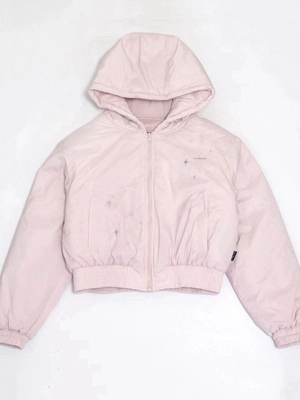 Reflective Star Print Puffer Jacket