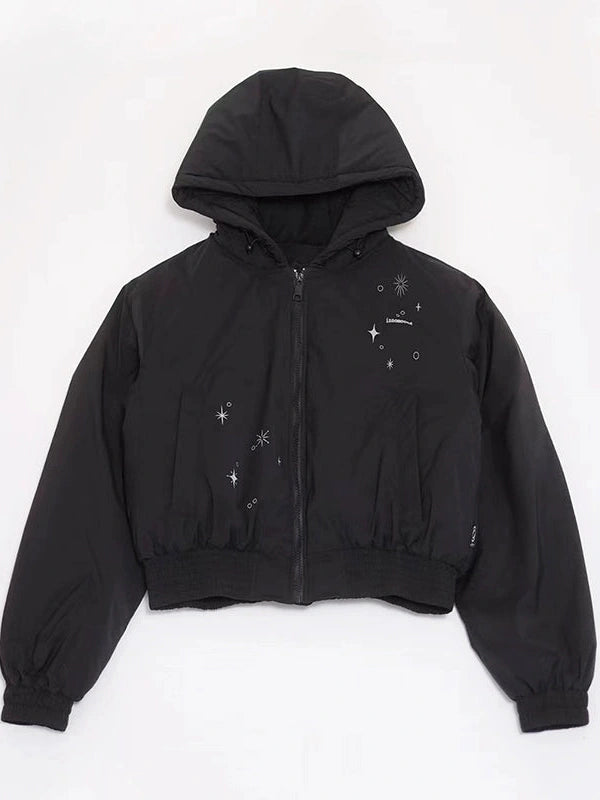 Reflective Star Print Puffer Jacket