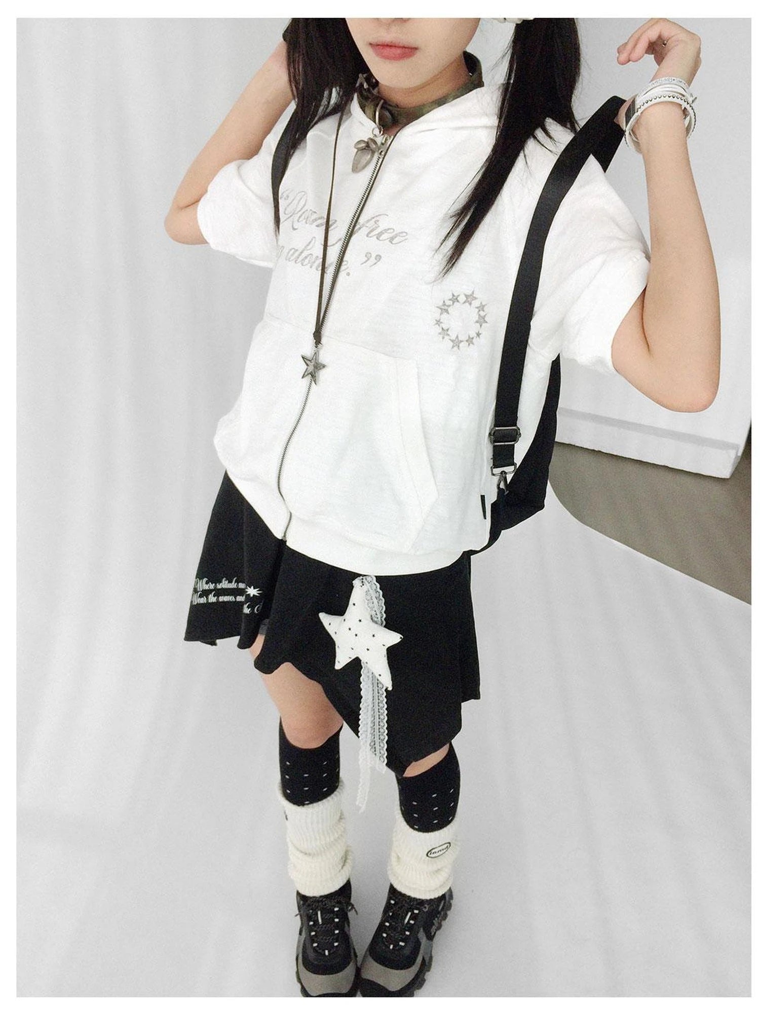 Roam Free Sing Alone Vintage Washed Hooded Short Sleeve Top