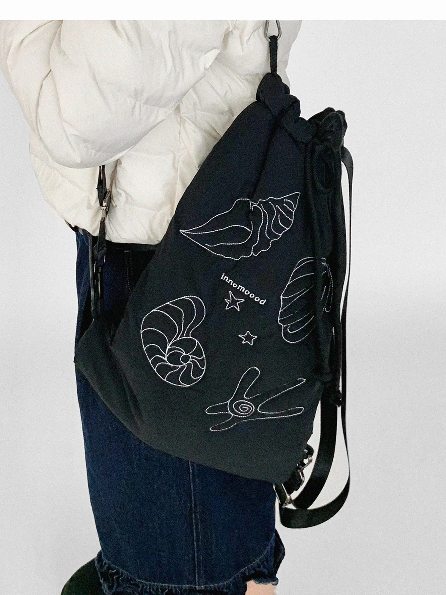 Seaside Diary Quilted Anti Shock Drawstring Backpack