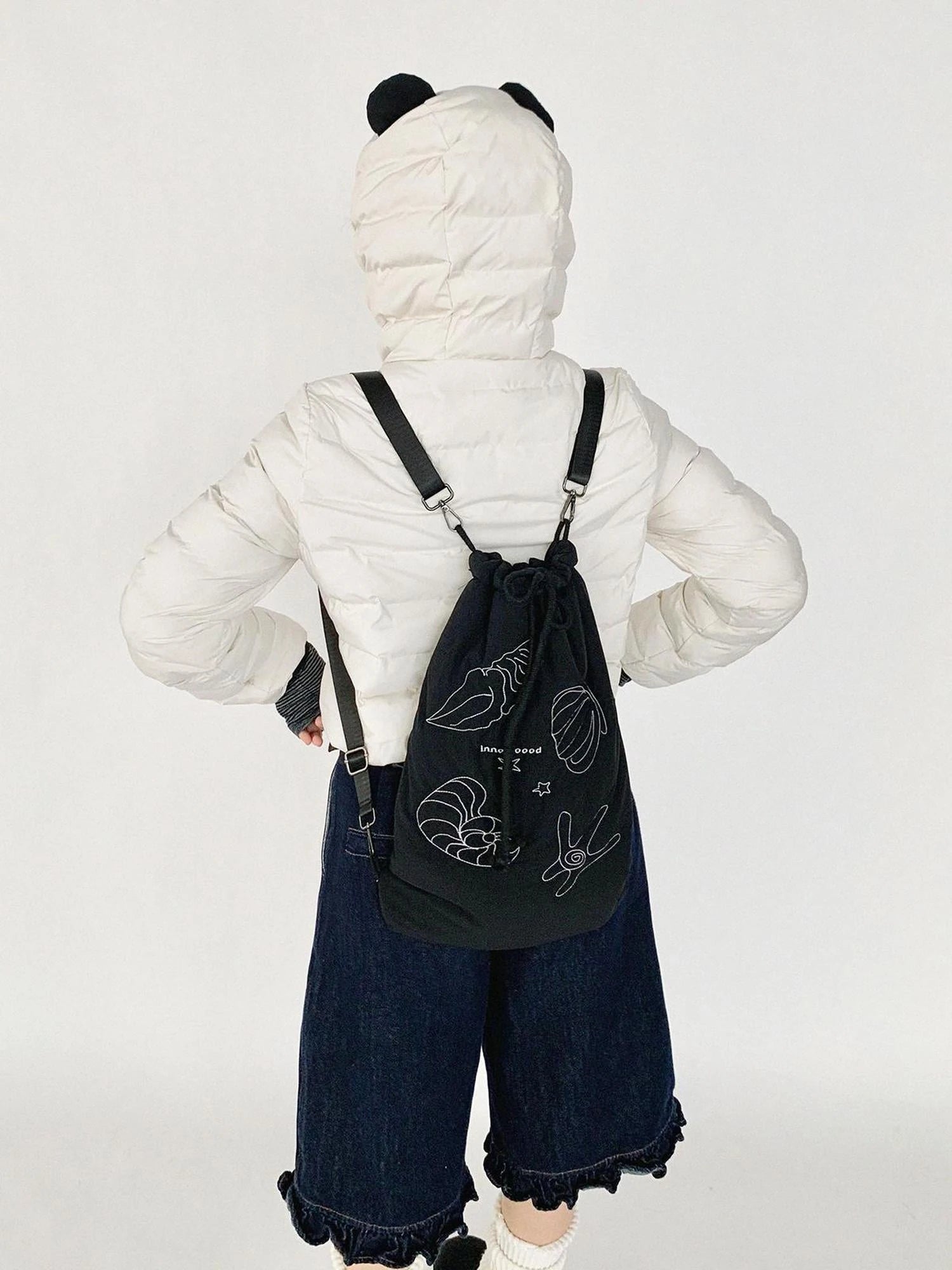 Seaside Diary Quilted Anti Shock Drawstring Backpack