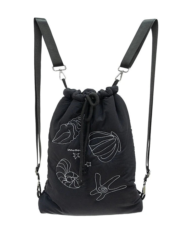 Seaside Diary Quilted Anti Shock Drawstring Backpack