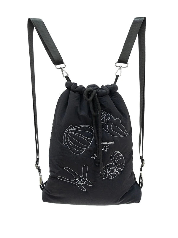 Seaside Diary Quilted Anti Shock Drawstring Backpack