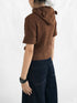 Short Sleeve Wool Sweater With Detachable Long Sleeve Cuffs
