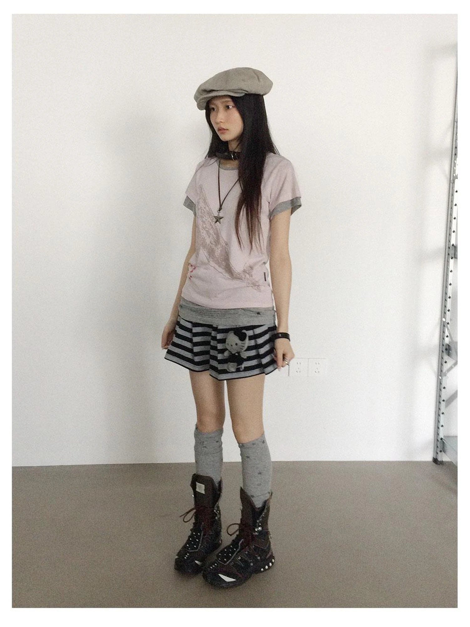 Silent Whale Embroidered Print Tee Retro Color Block Design