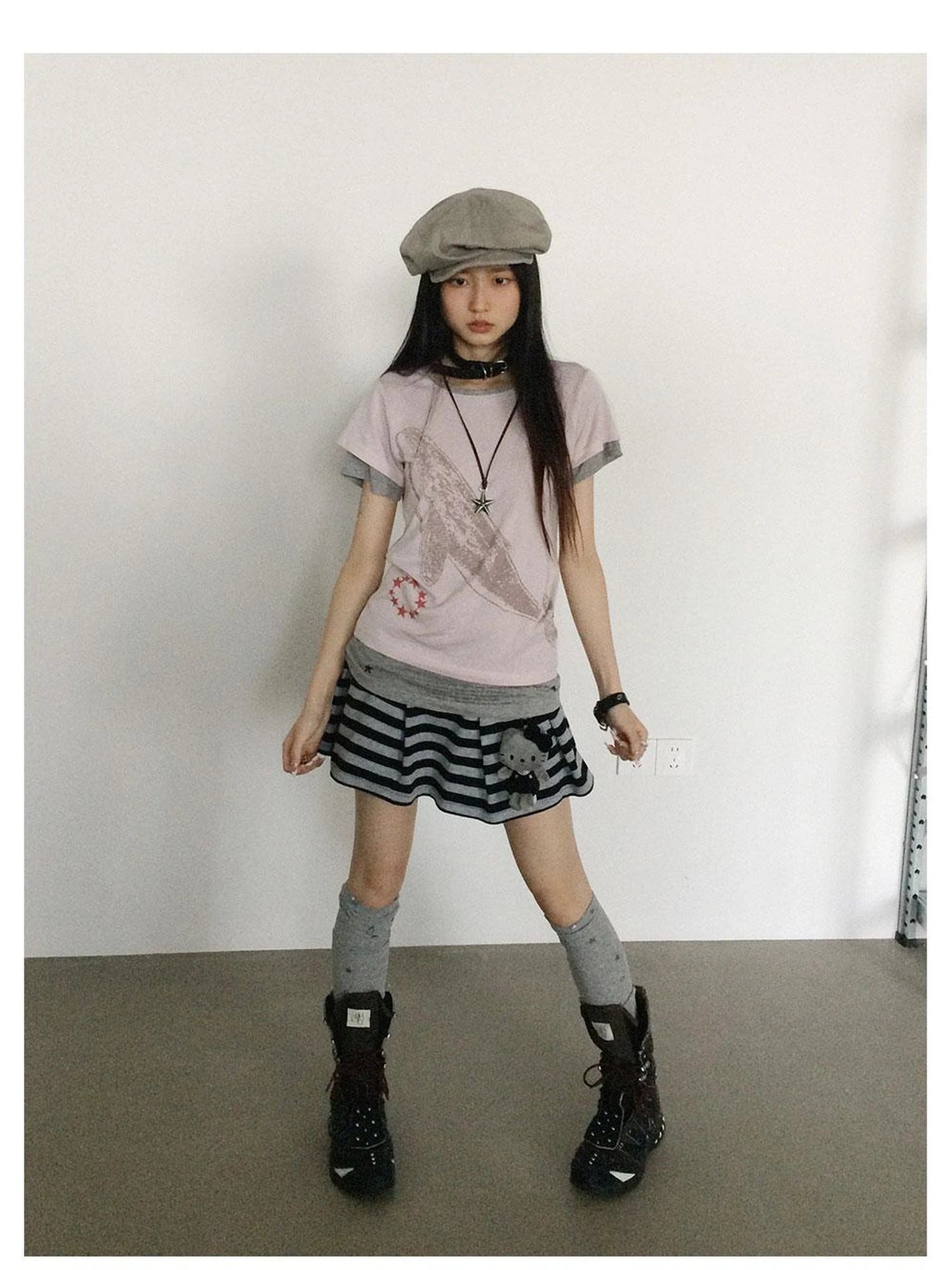 Silent Whale Embroidered Print Tee Retro Color Block Design