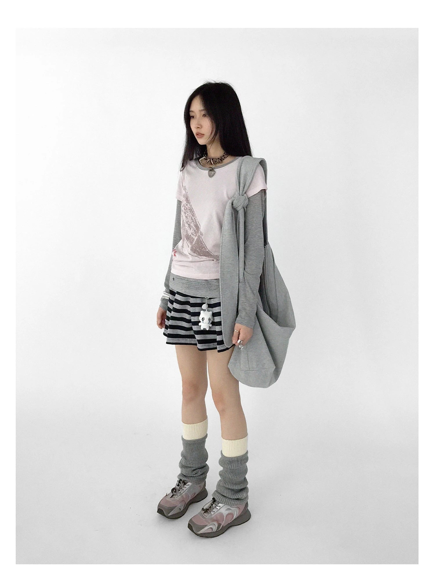 Silent Whale Embroidered Print Tee Retro Color Block Design