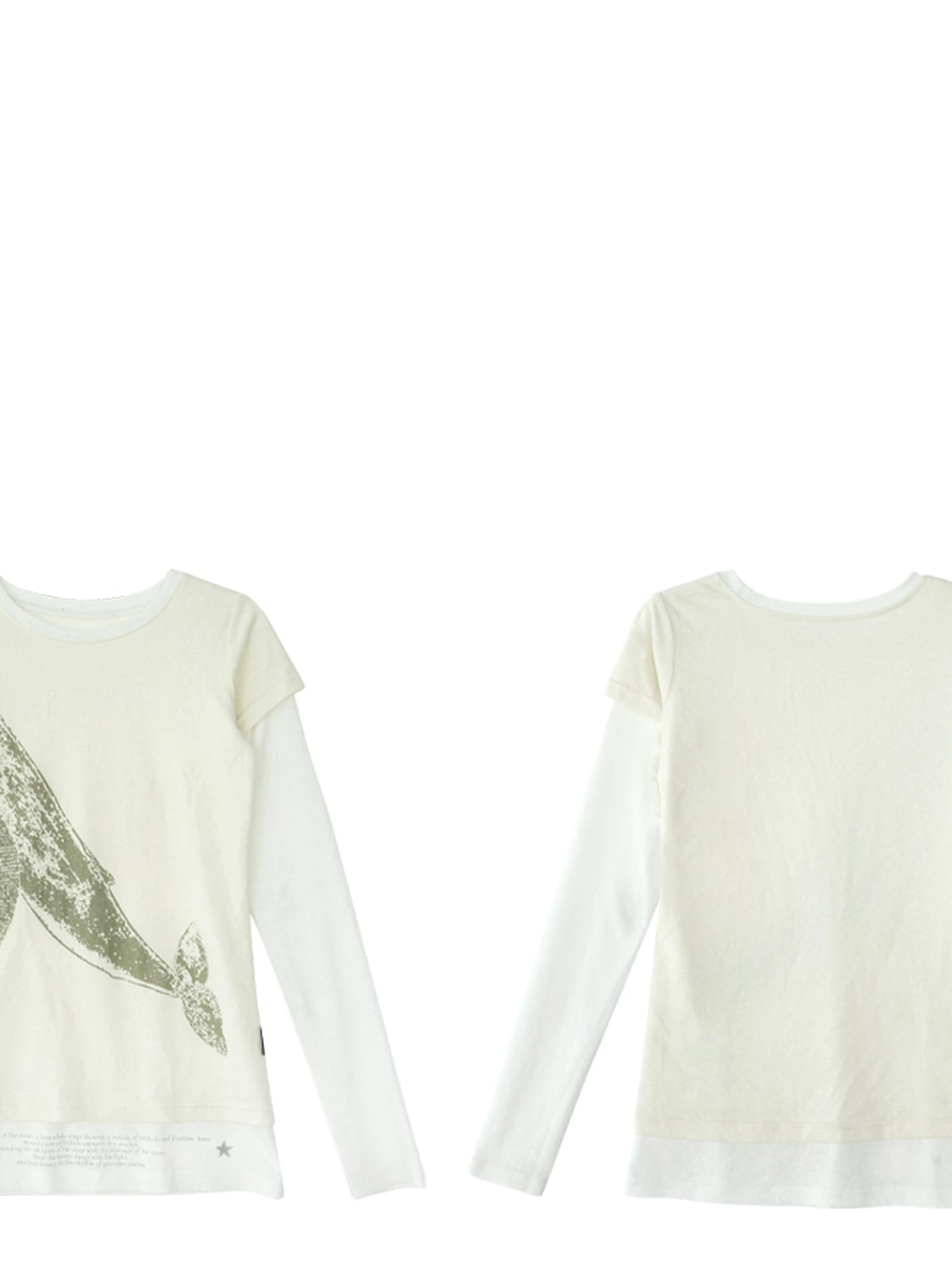 Silent Whale Embroidered Print Tee Retro Color Block Design