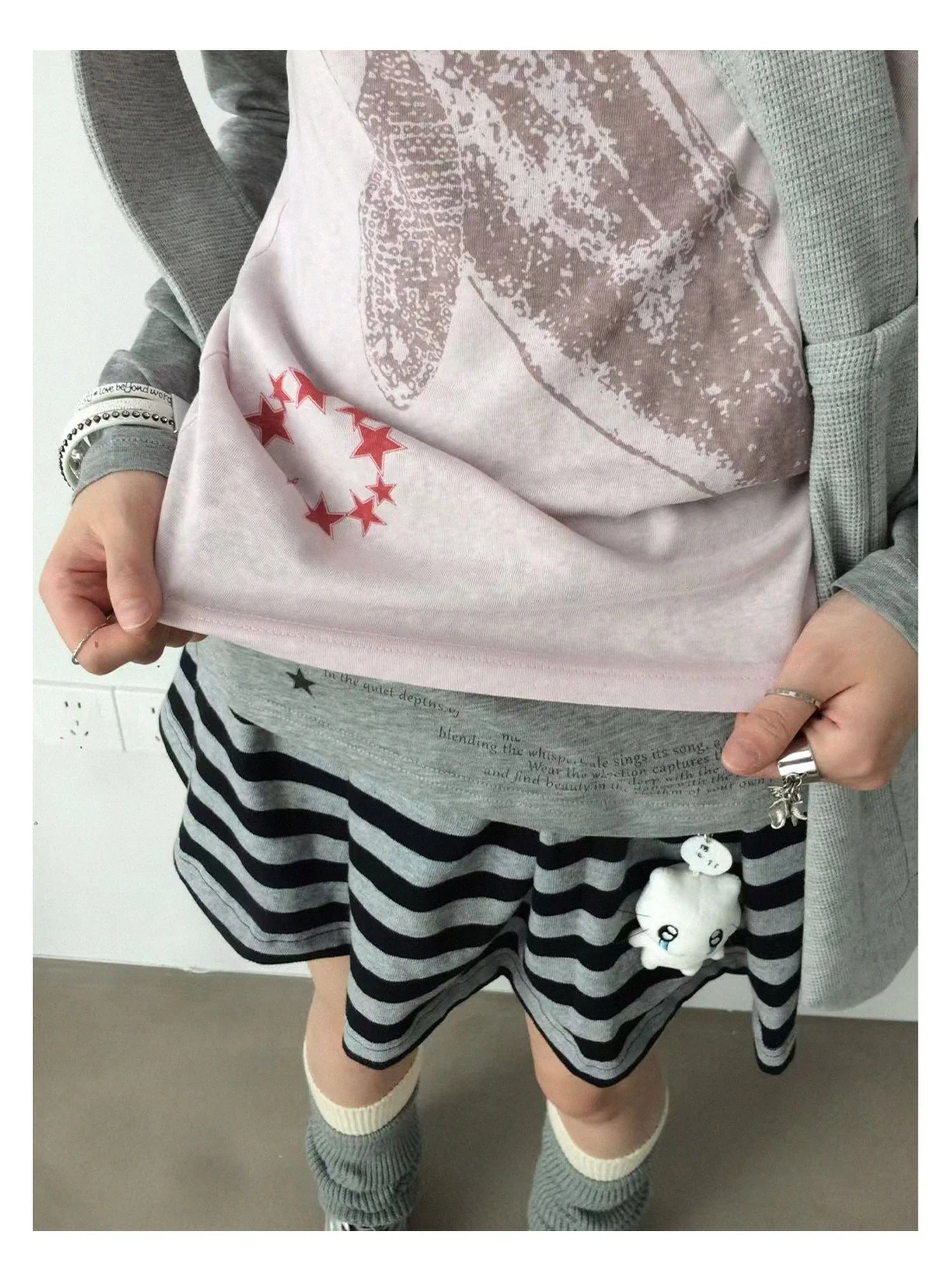 Silent Whale Embroidered Print Tee Retro Color Block Design