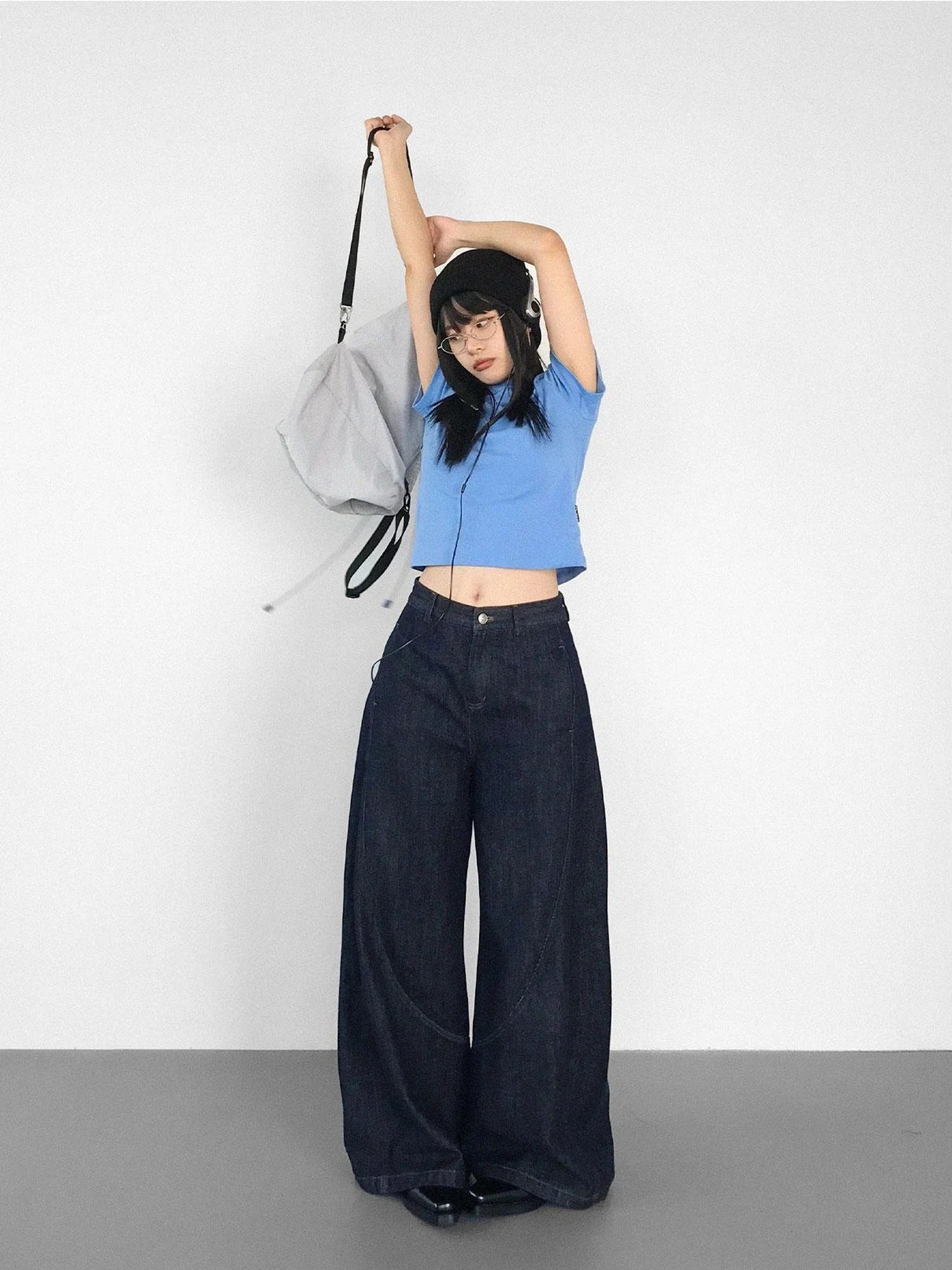 Slim Fit Flared Denim Pants With Vintage Wash