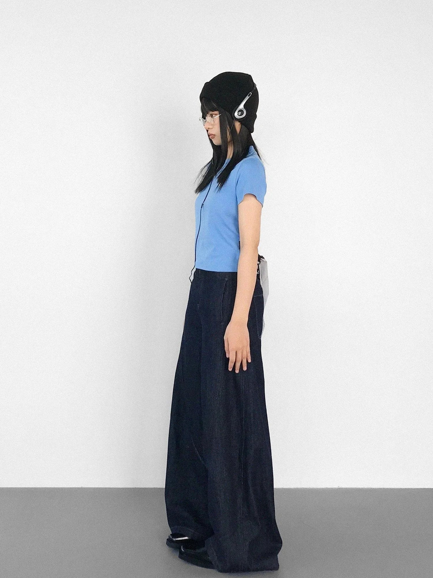 Slim Fit Flared Denim Pants With Vintage Wash