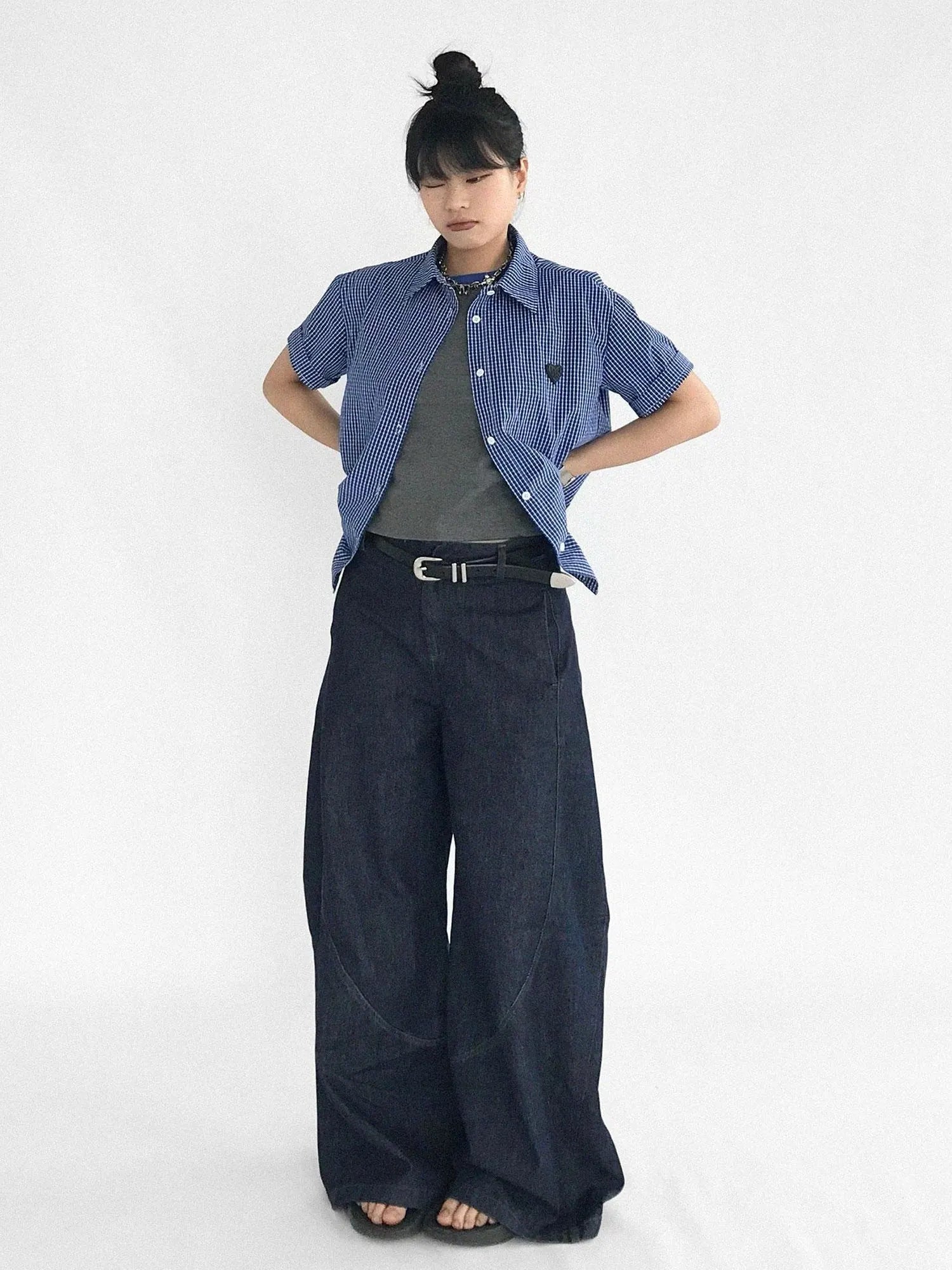 Slim Fit Flared Denim Pants With Vintage Wash