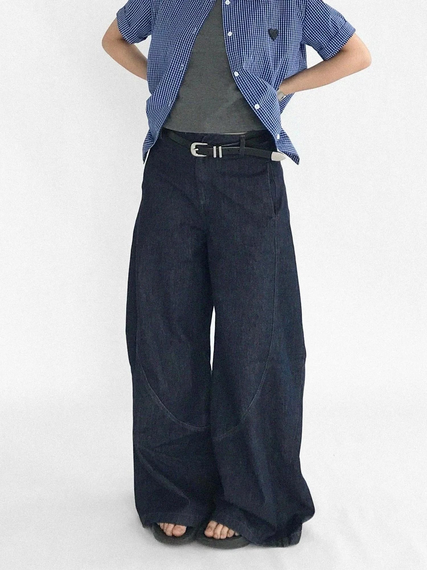 Slim Fit Flared Denim Pants With Vintage Wash
