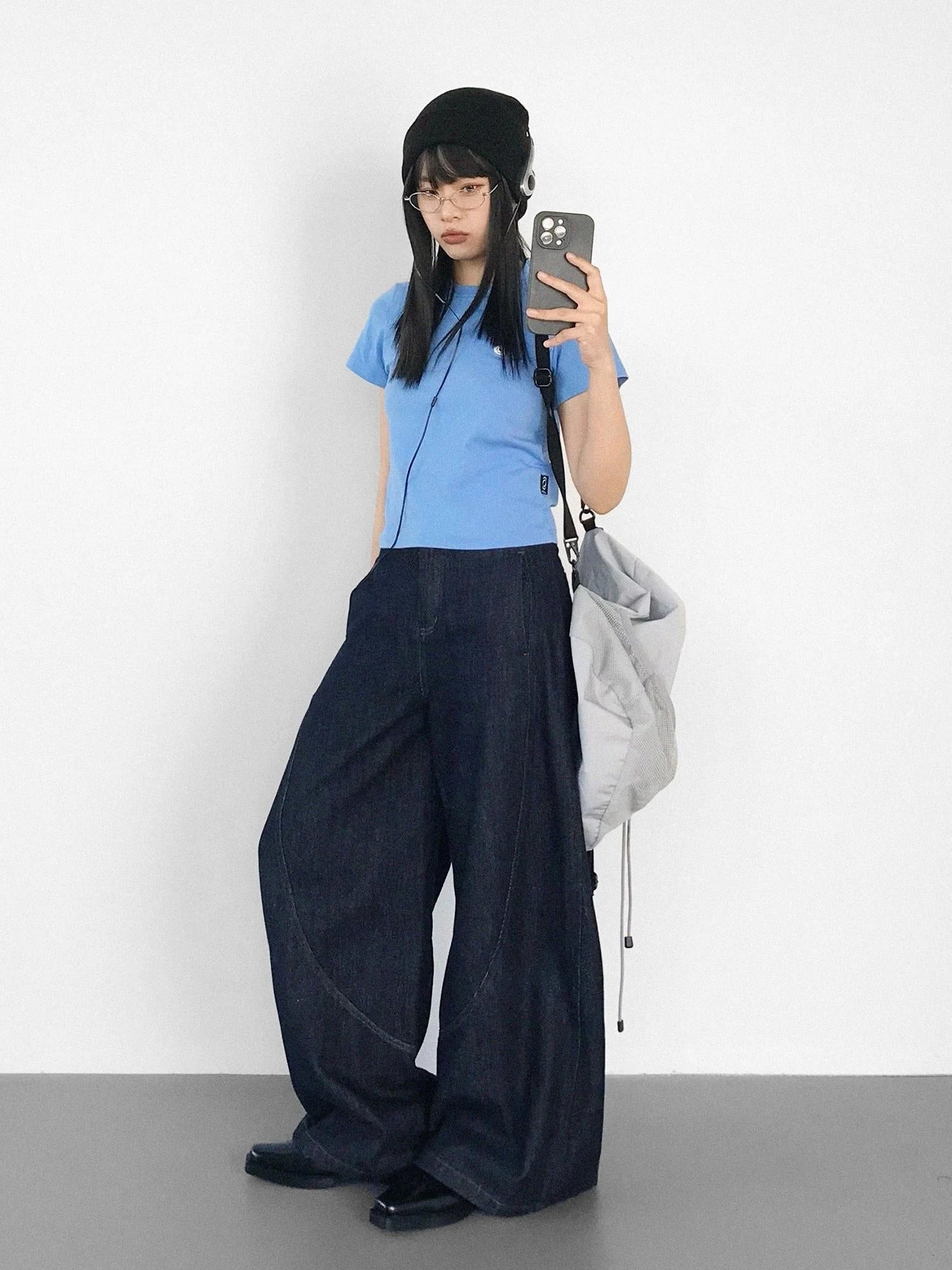 Slim Fit Flared Denim Pants With Vintage Wash