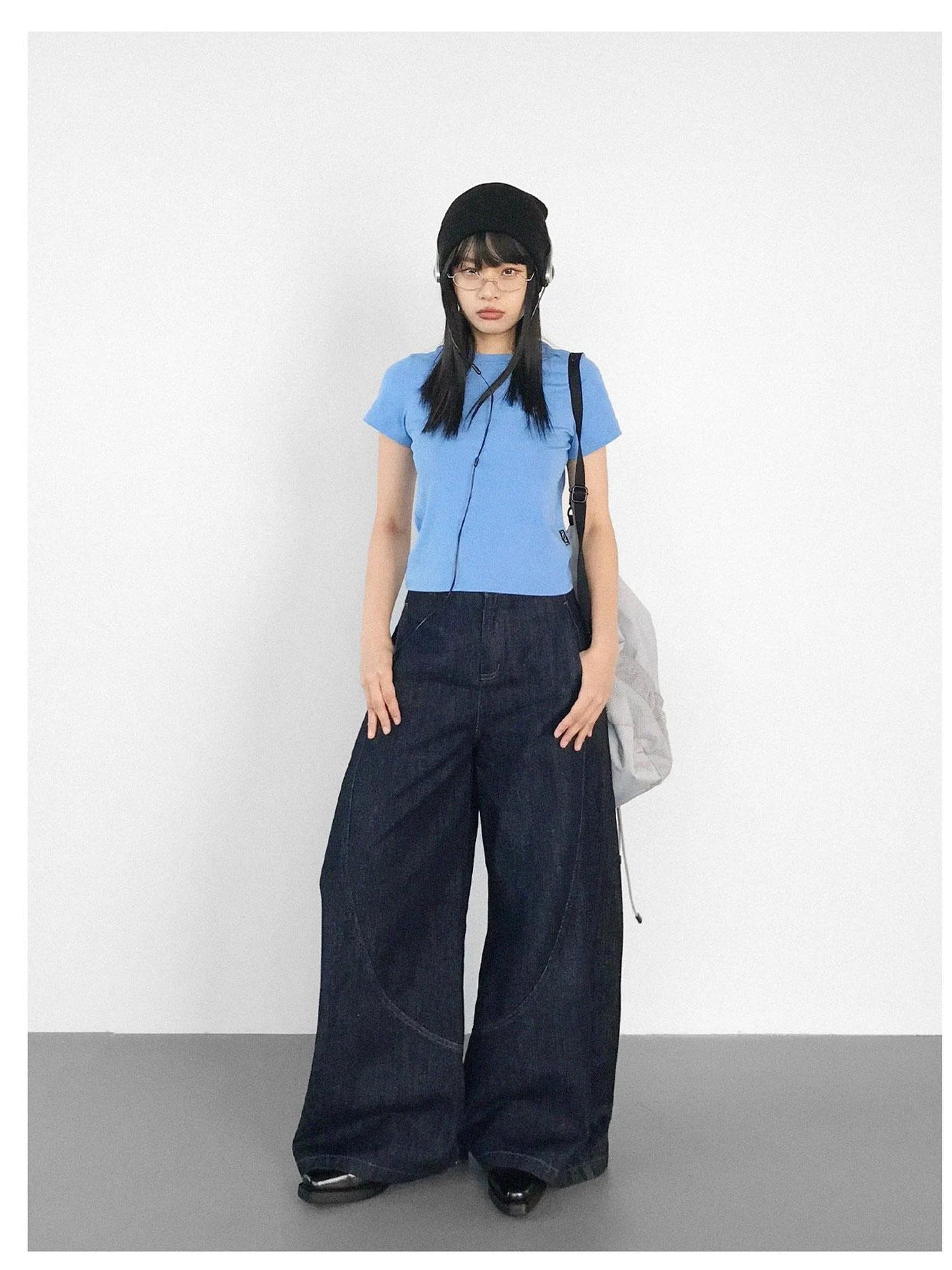 Slim Fit Flared Denim Pants With Vintage Wash