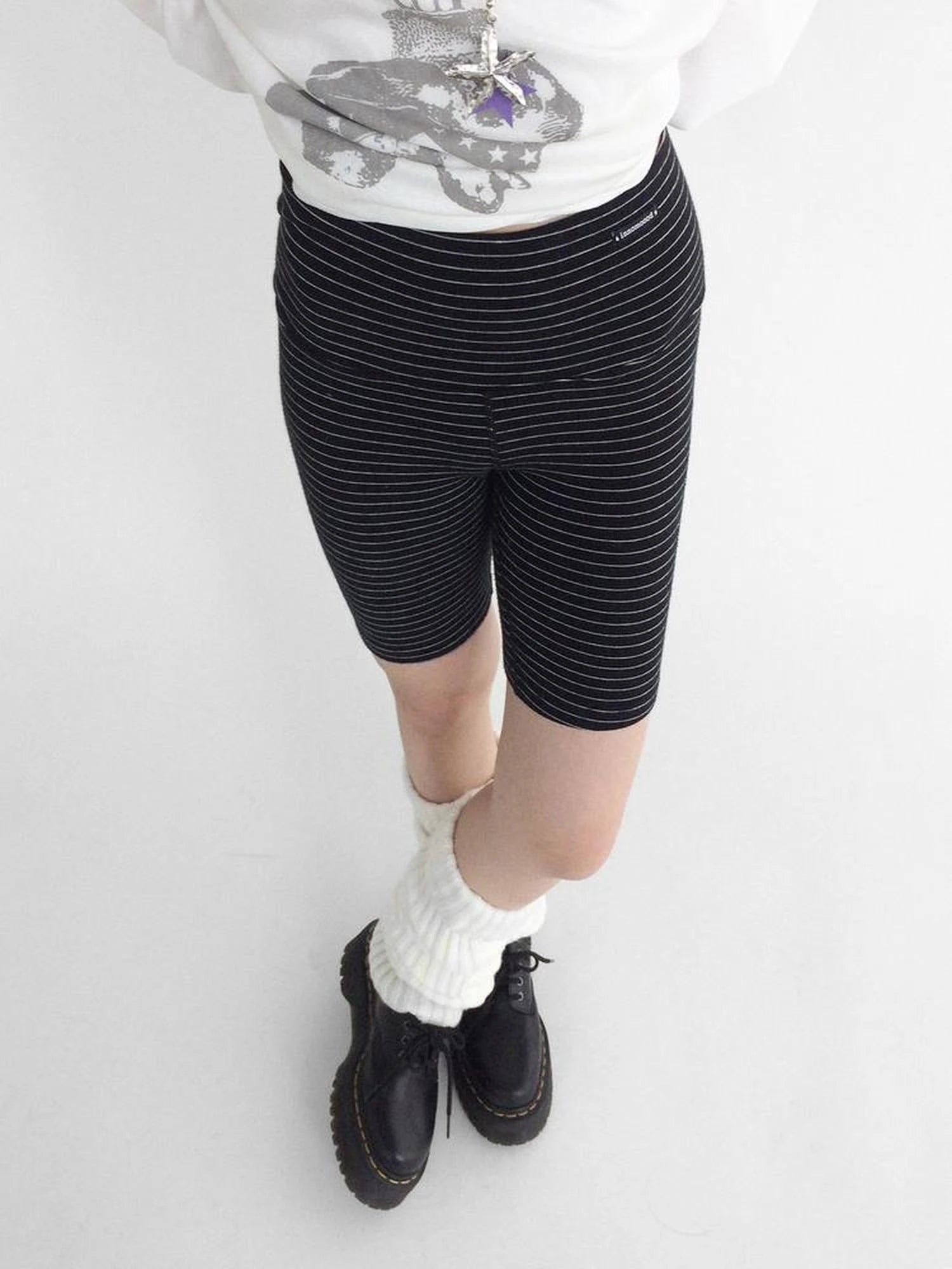 Soft Mid Rise Striped Yoga Shorts