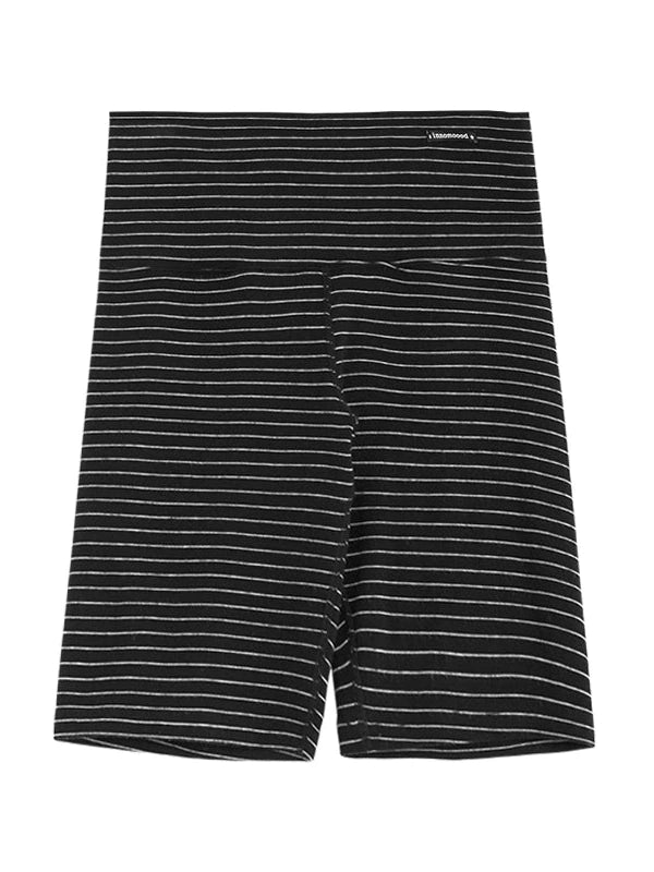 Soft Mid Rise Striped Yoga Shorts