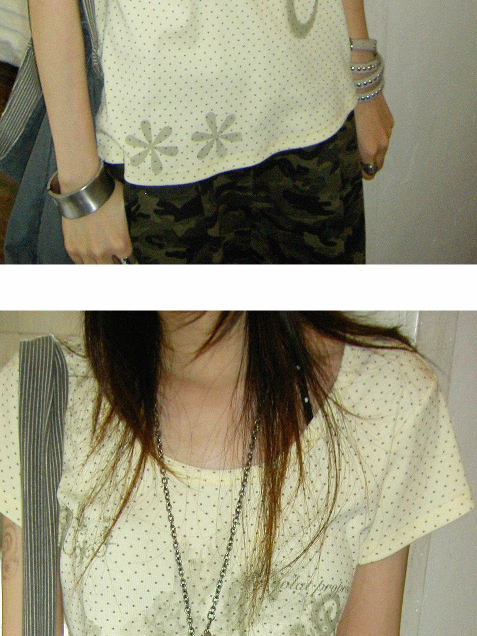 innomoood Stamp Polka Dot Print Vintage Wide Round Neck Women&