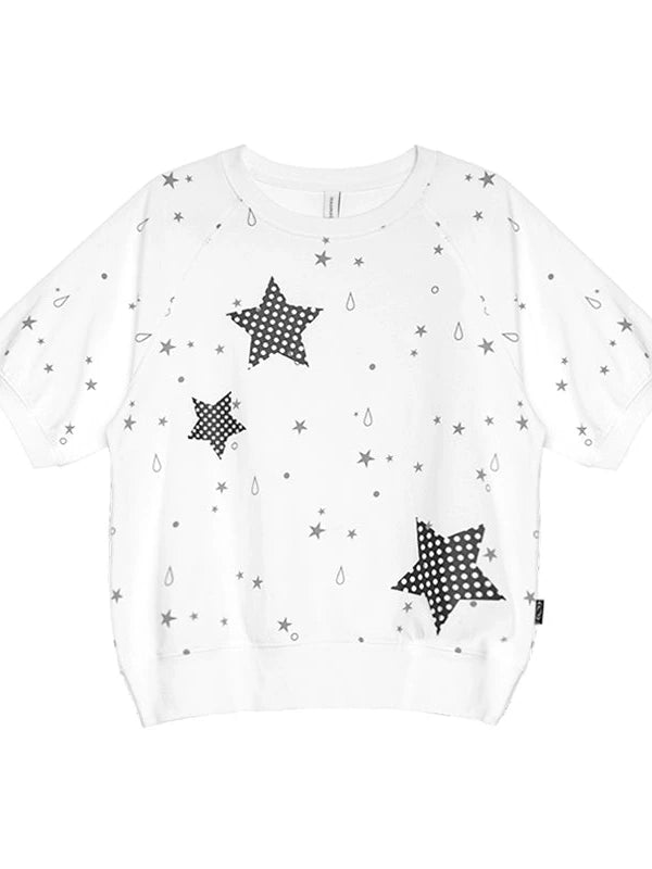 Star Drip Print Bubble Sleeve Tee