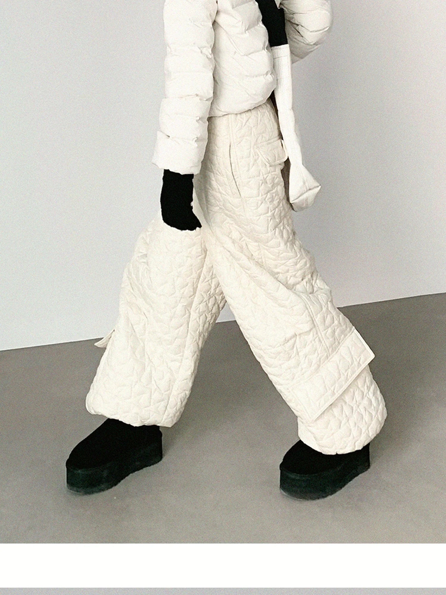 Star Embroidered Quilted Cargo Pants