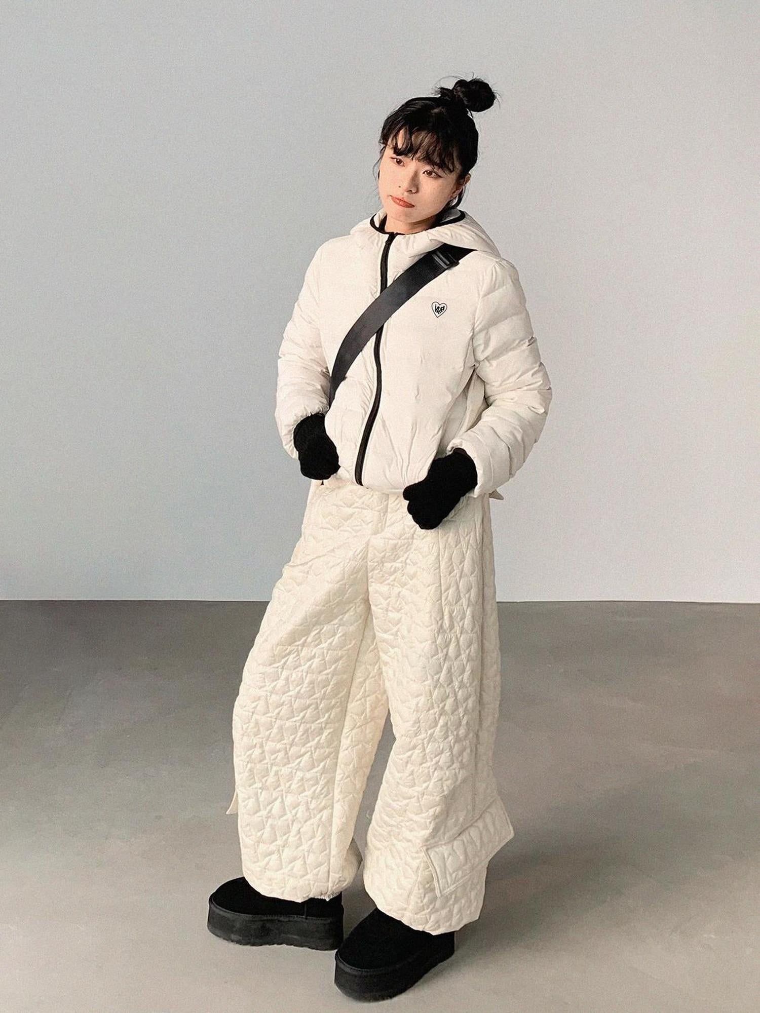 innomoood Star Embroidered Quilted Cargo Pants