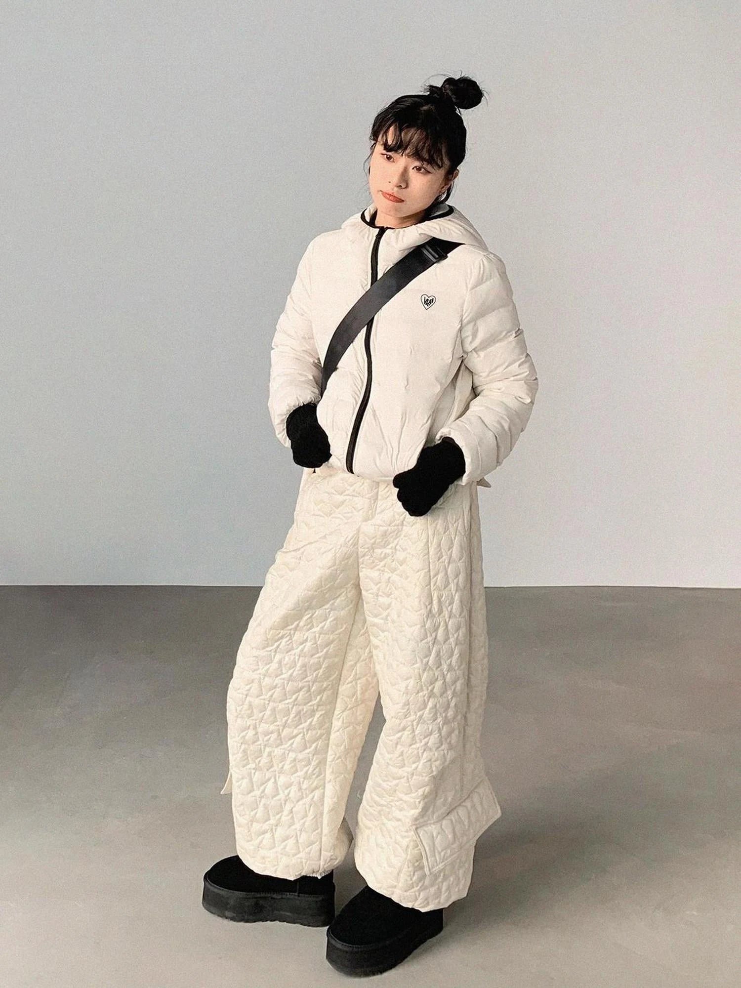 Star Embroidered Quilted Cargo Pants