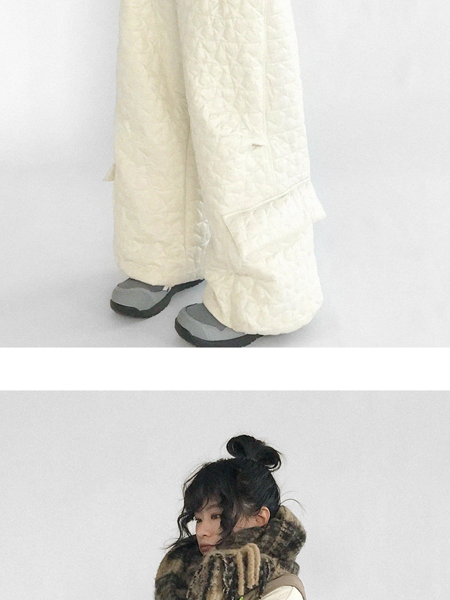 Star Embroidered Quilted Cargo Pants