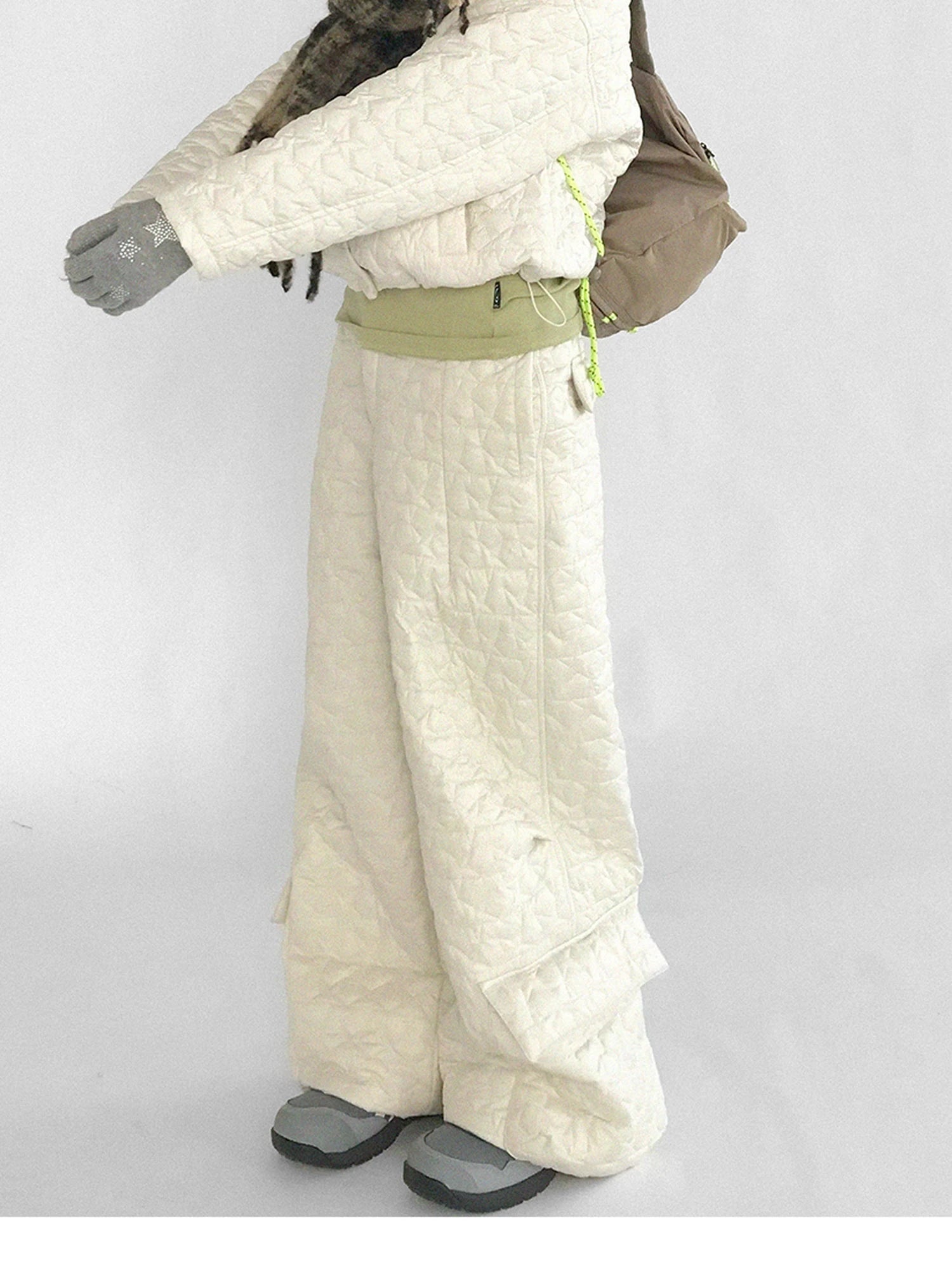 Star Embroidered Quilted Cargo Pants