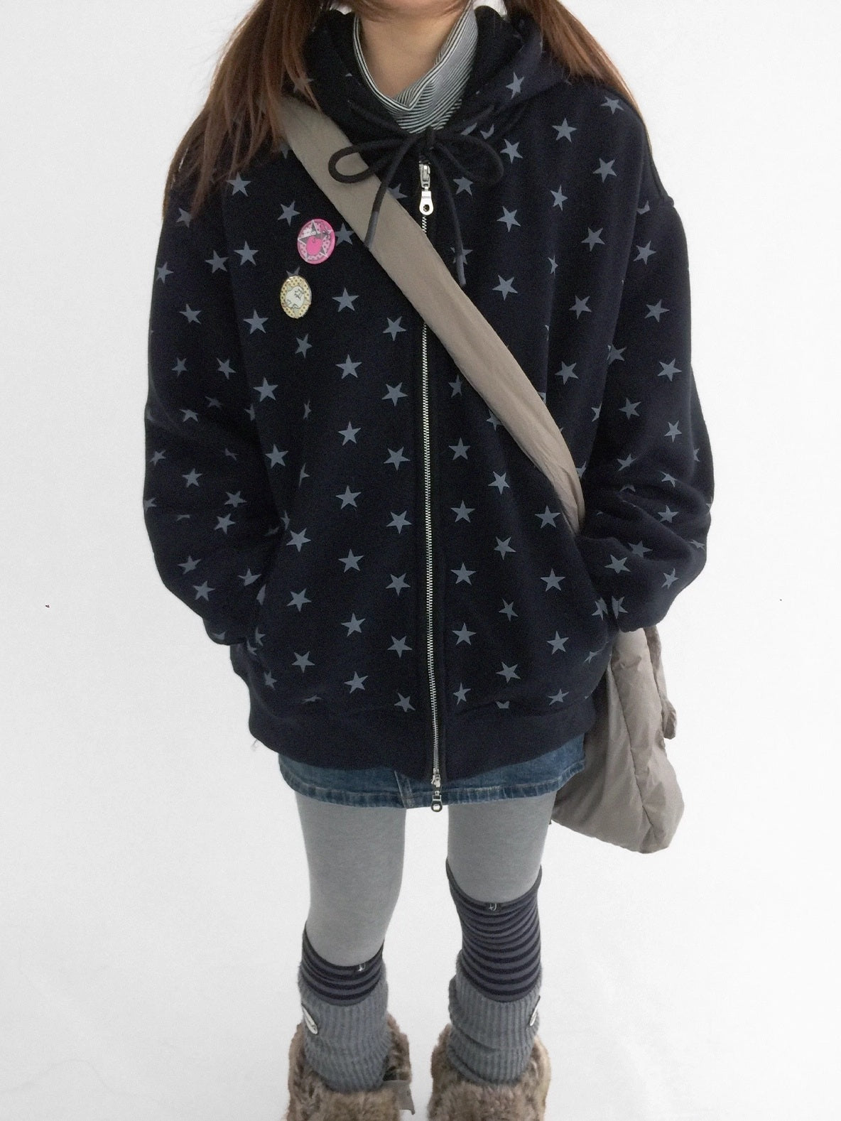 innomoood Star Print Relaxed Fit Pullover Women Soft Fabric Casual Hoodies