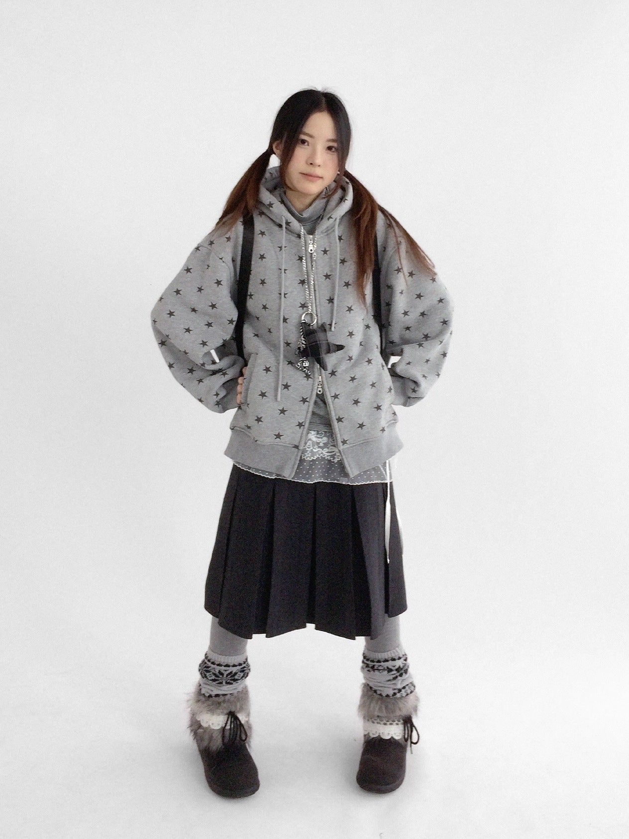 innomoood Star Print Relaxed Fit Pullover Women Soft Fabric Casual Hoodies