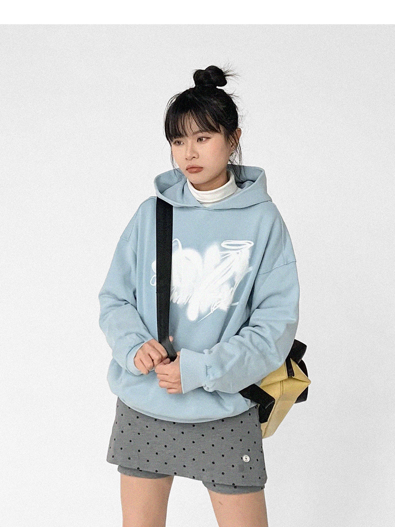innomoood Star Rail Dyed Heart Print Washed Oversized Hoodie