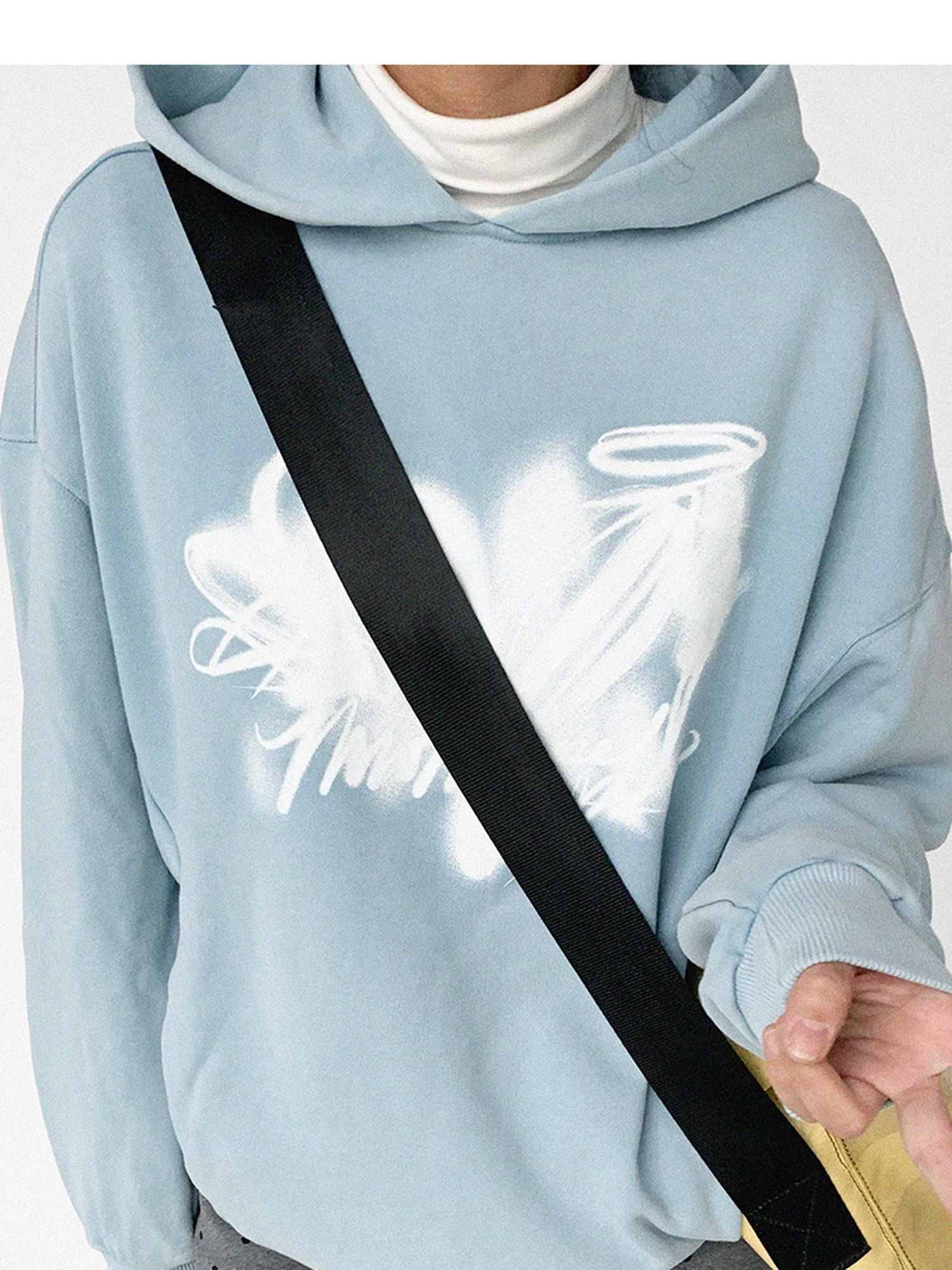 innomoood Star Rail Dyed Heart Print Washed Oversized Hoodie