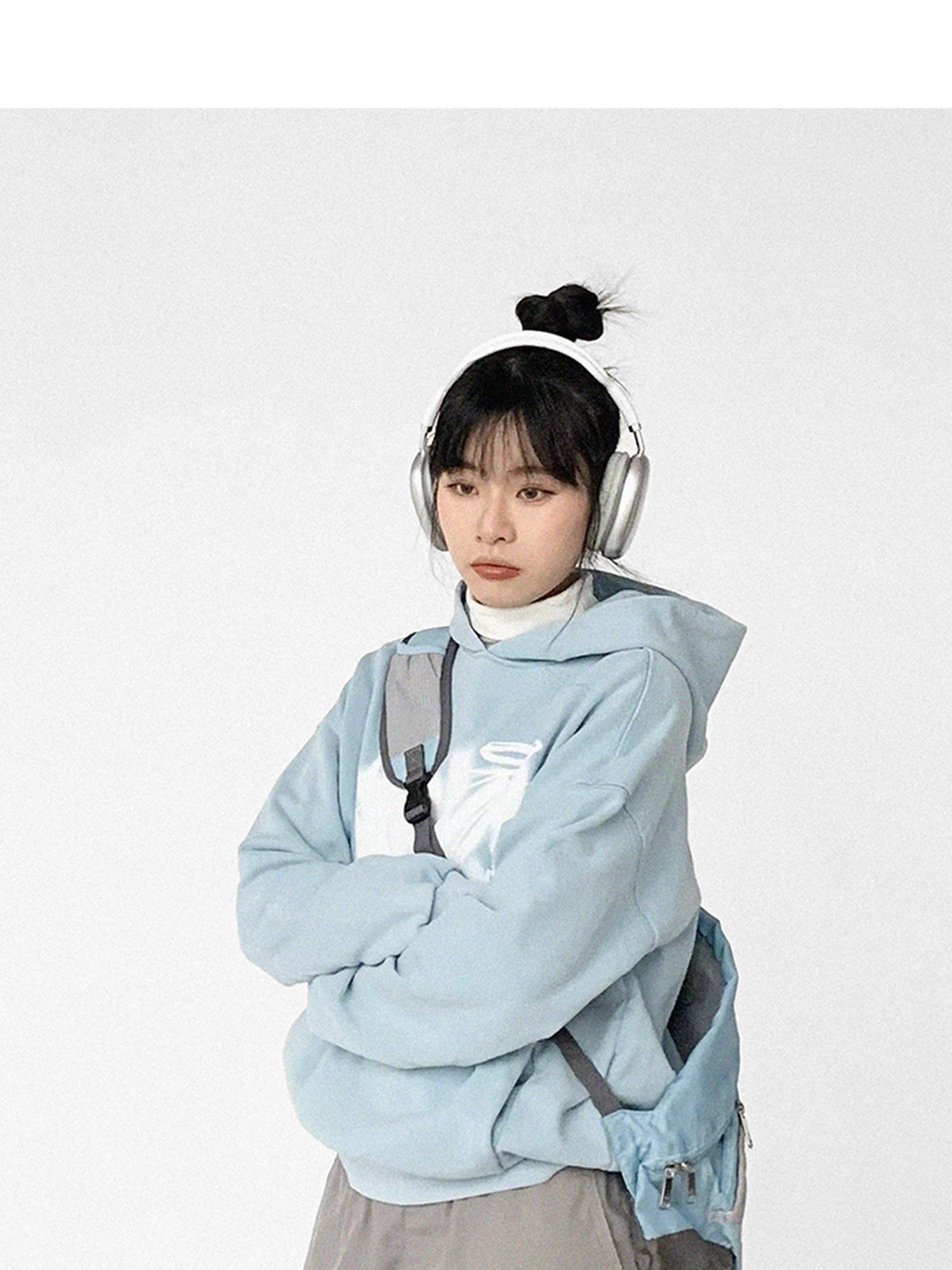 Star Rail Dyed Heart Print Washed Oversized Hoodie