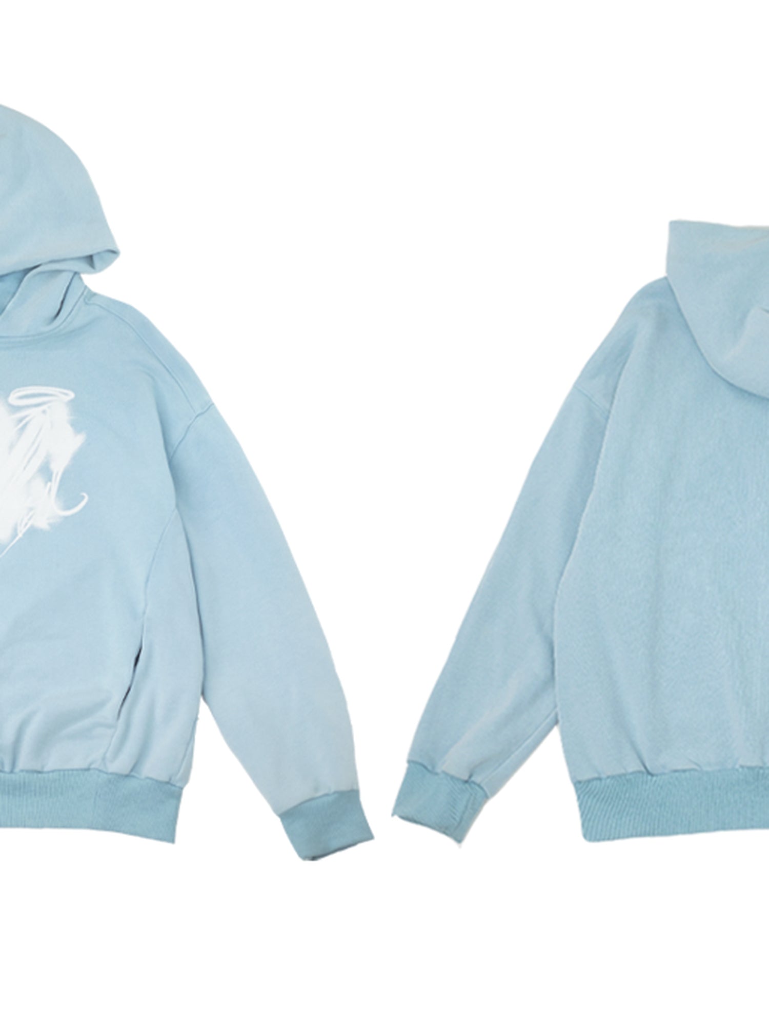 innomoood Star Rail Dyed Heart Print Washed Oversized Hoodie