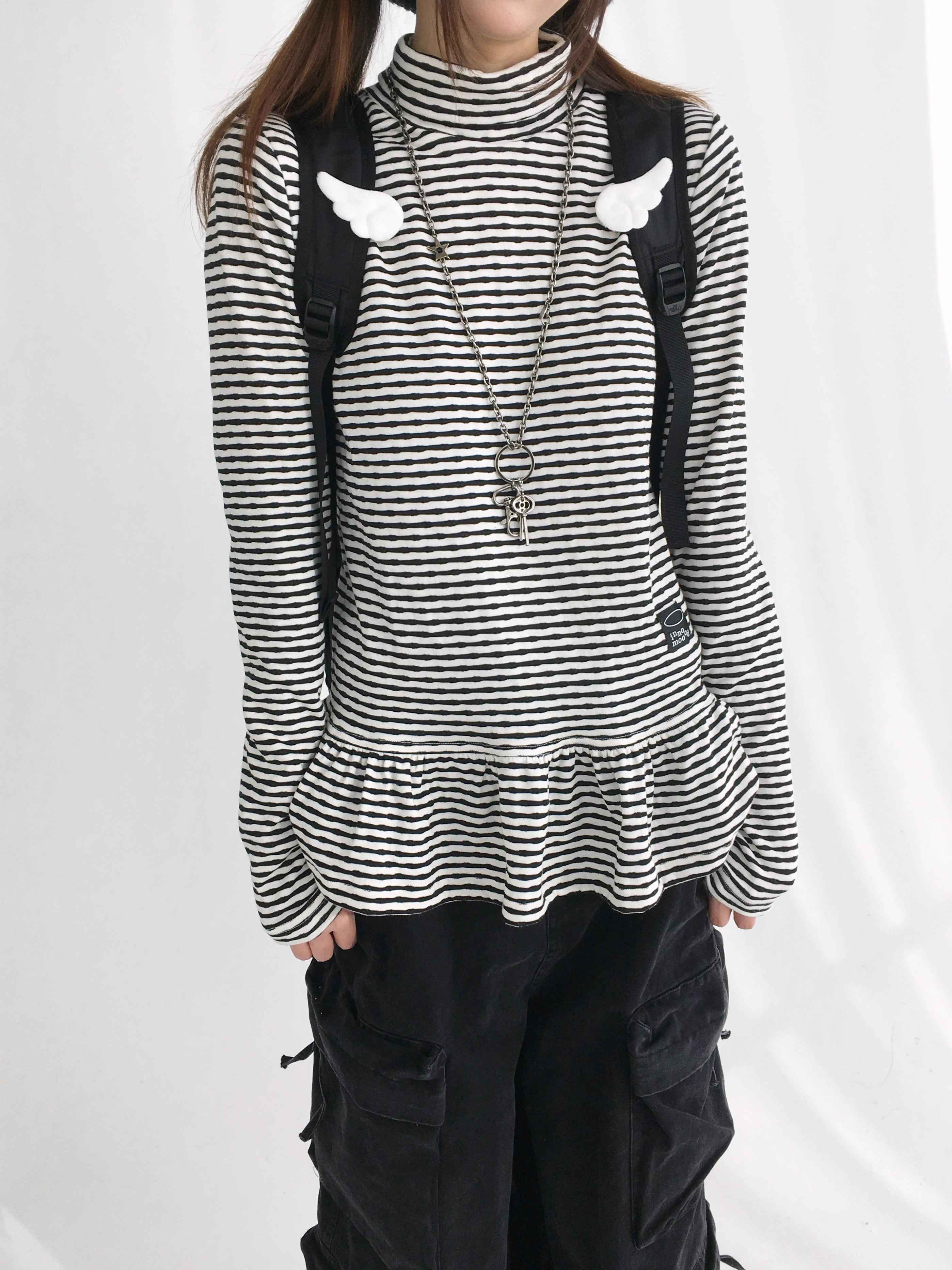 innomoood_Star_Teardrop_Printed_Striped_High_Neck_Long_Sleeve_Women_Casual_T-Shirt_MISSTT