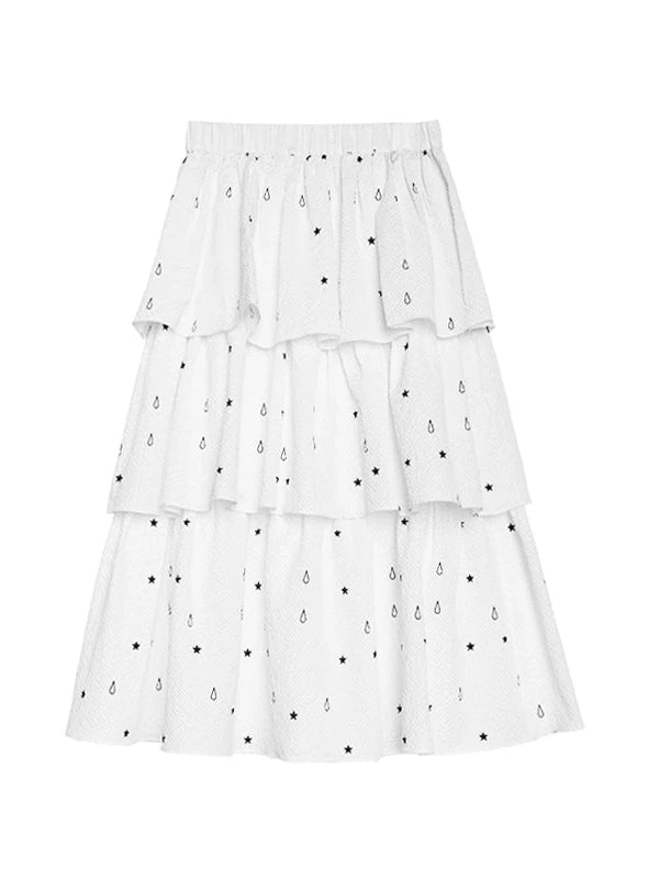 Starfall Textured Print A Line Skirt