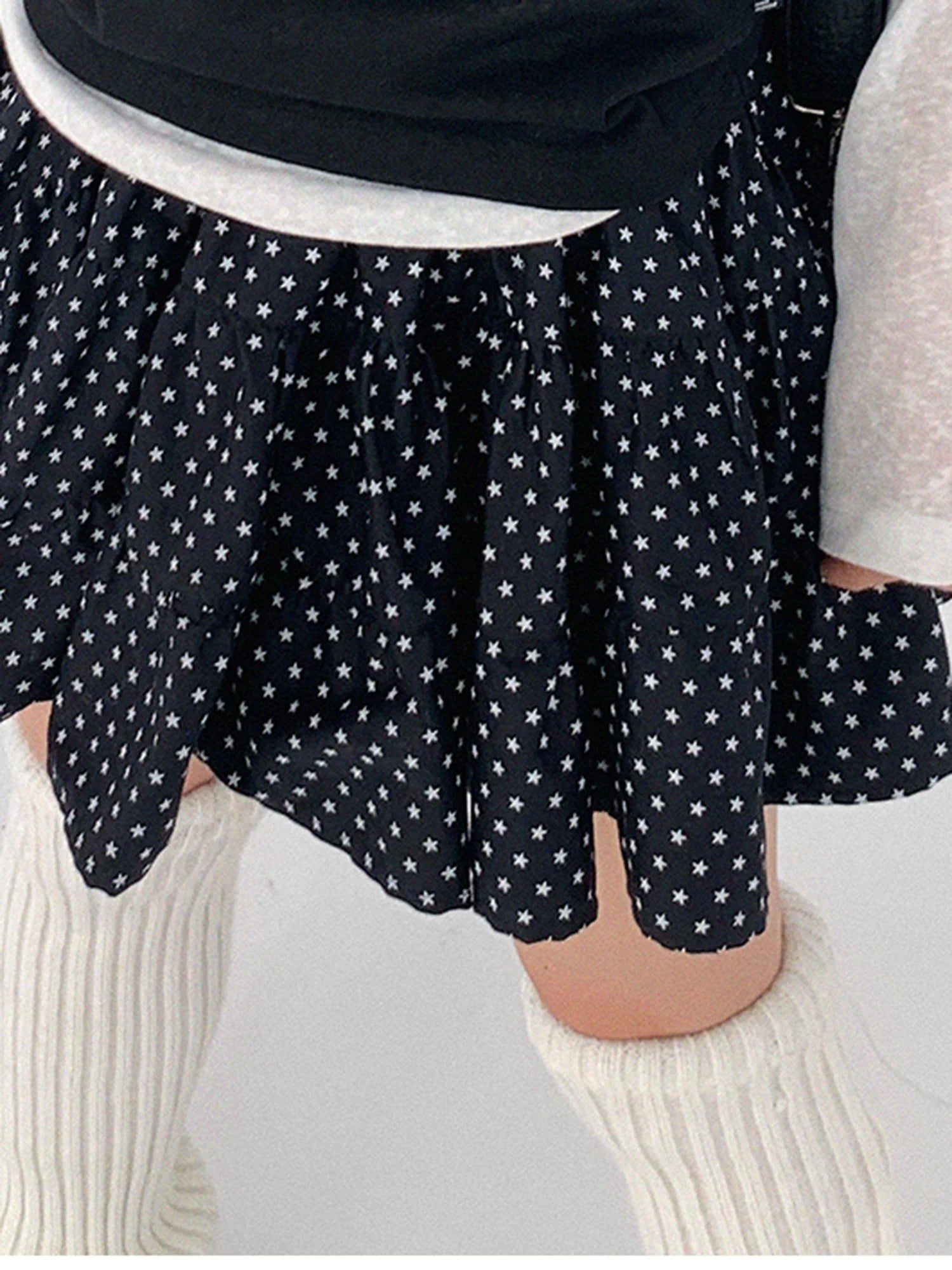 Starry Dot Print Tiered Tulle Skirt