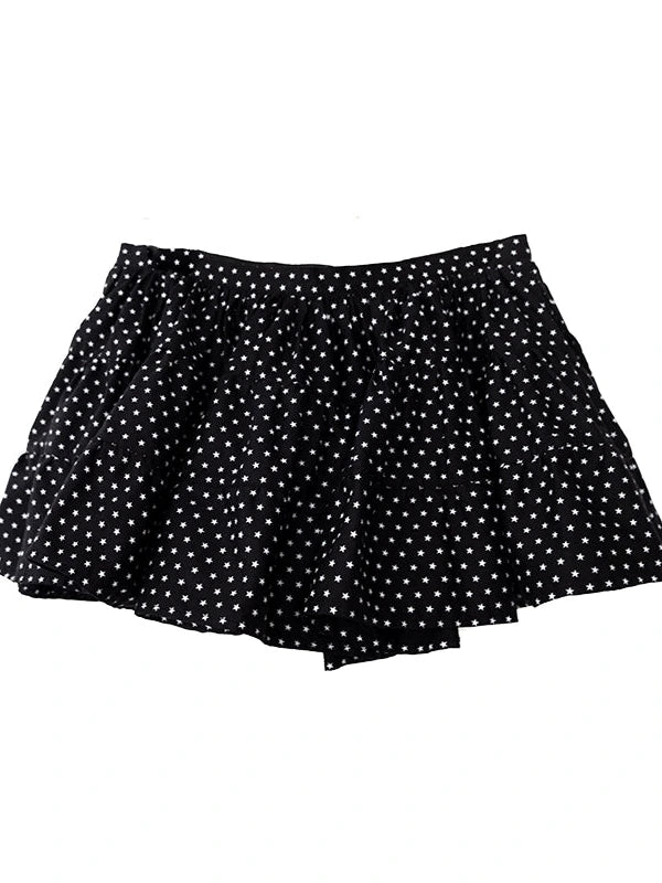 Starry Dot Print Tiered Tulle Skirt