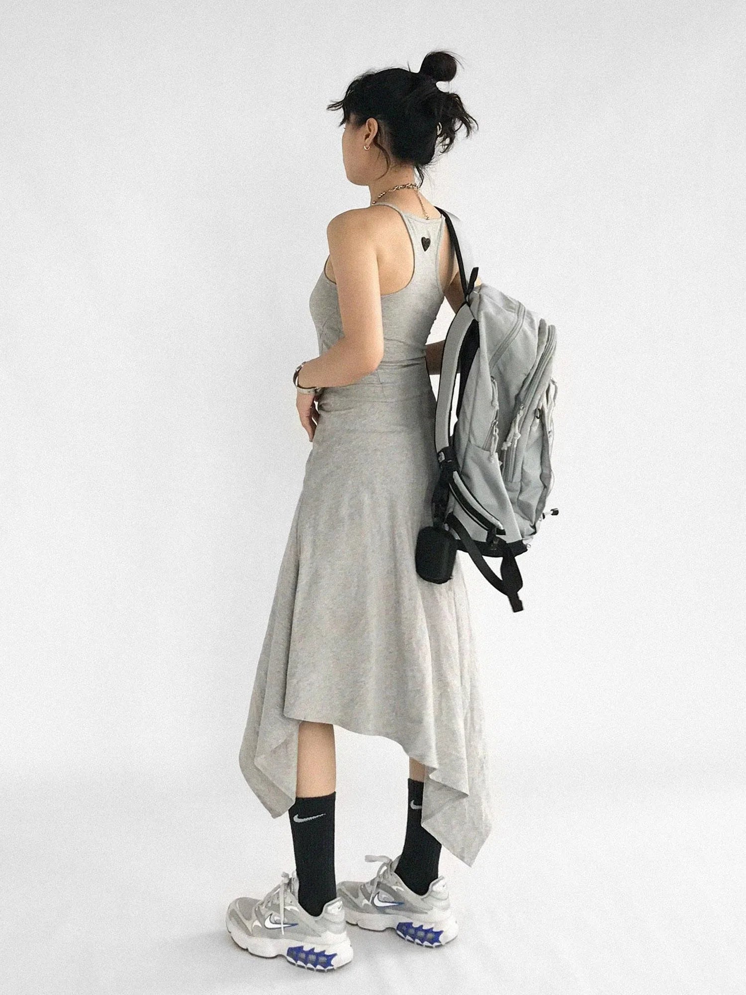 Strappy A Line Dress With Tie Waist And Heart Logo