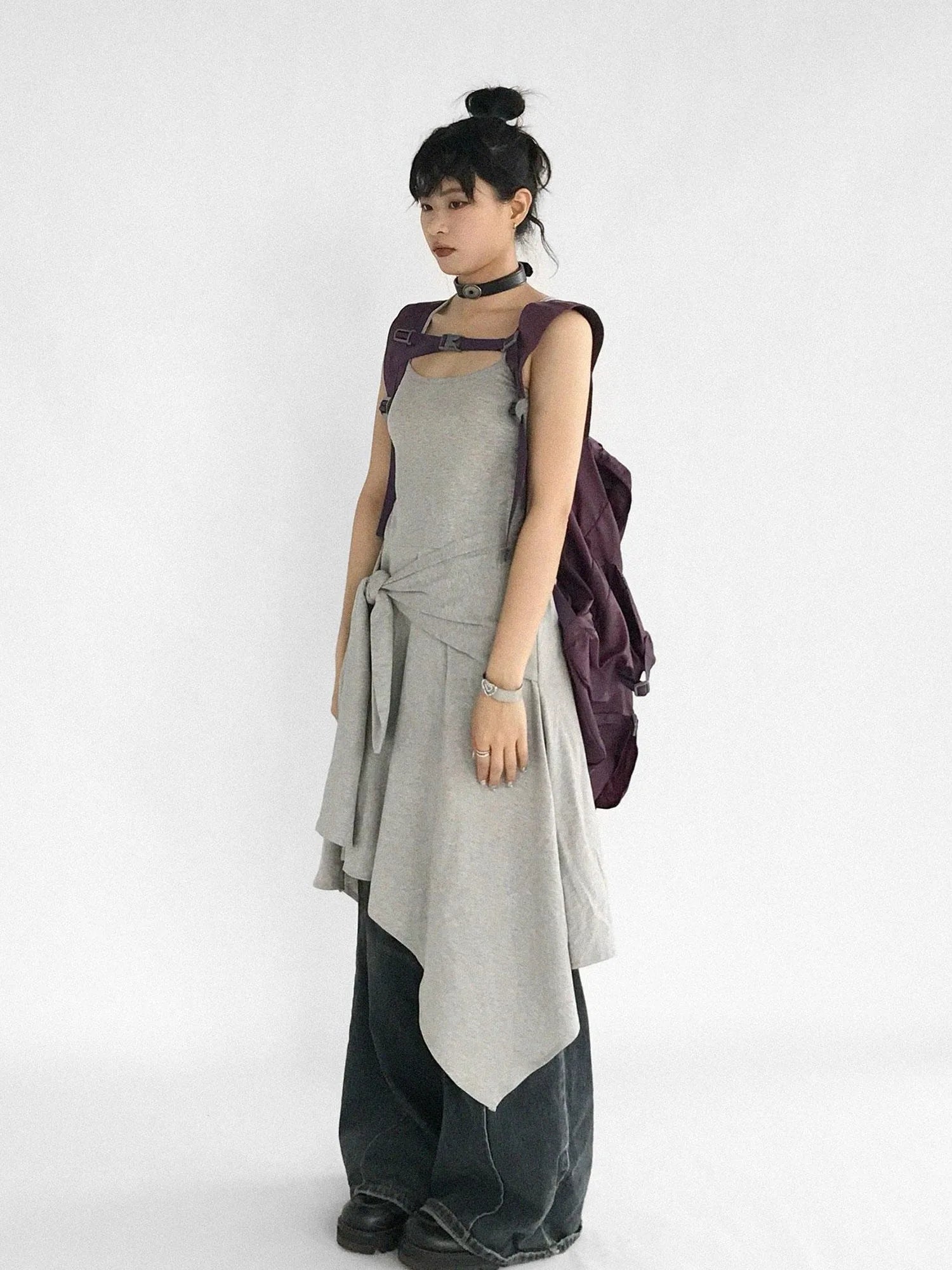 Strappy A Line Dress With Tie Waist And Heart Logo