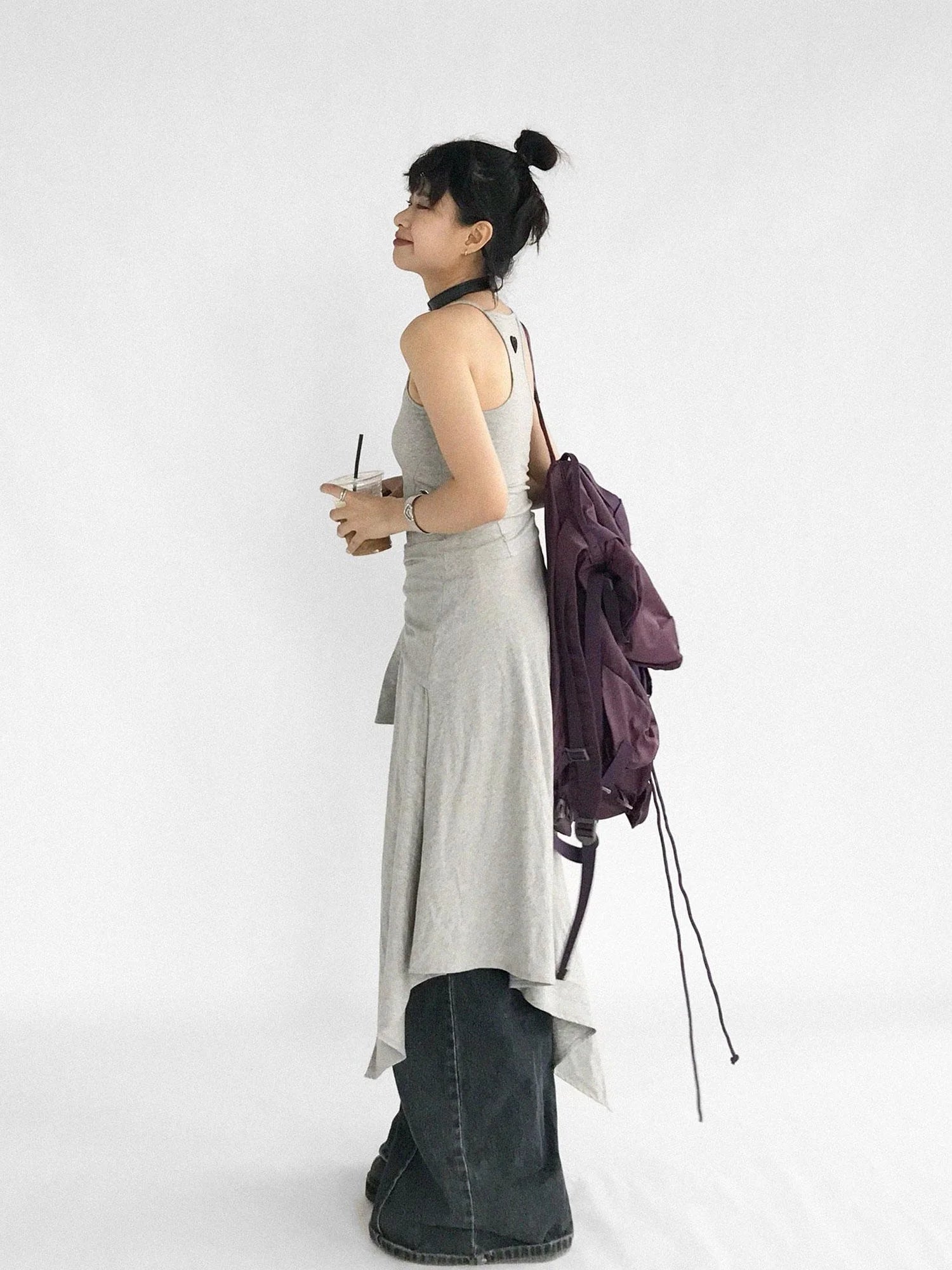 Strappy A Line Dress With Tie Waist And Heart Logo