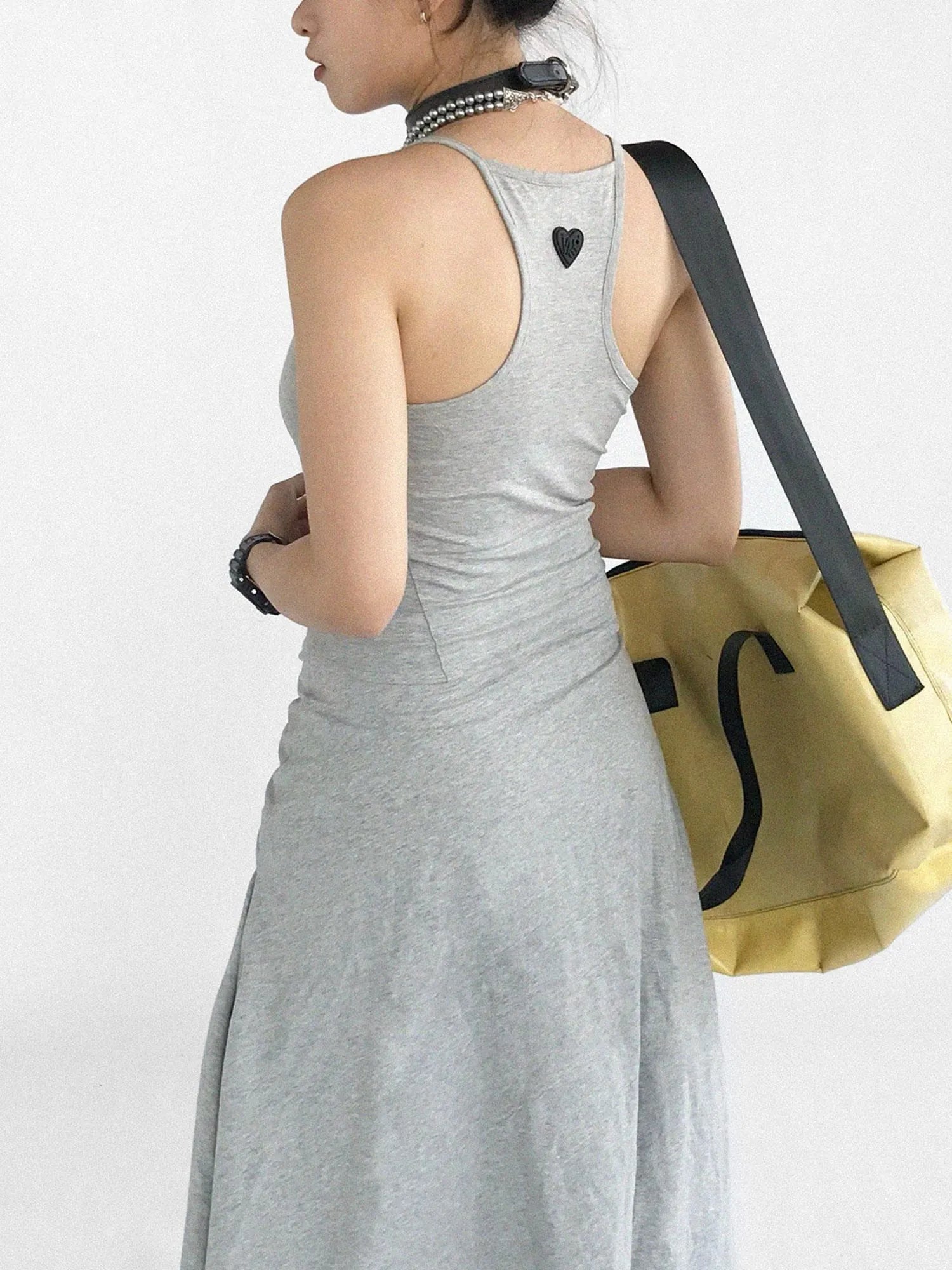 Strappy A Line Dress With Tie Waist And Heart Logo