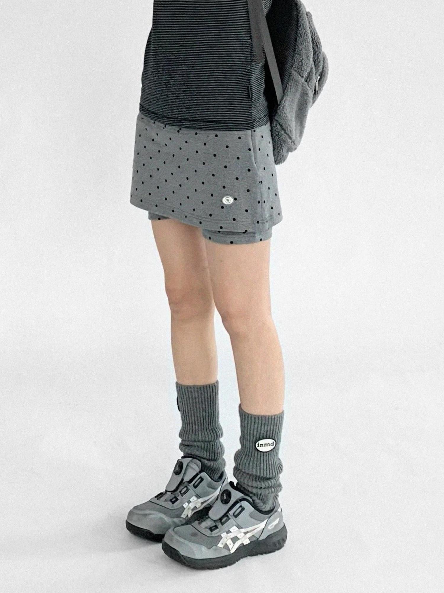 innomoood Stretch Dot Print Yoga Skort Low Rise Gray