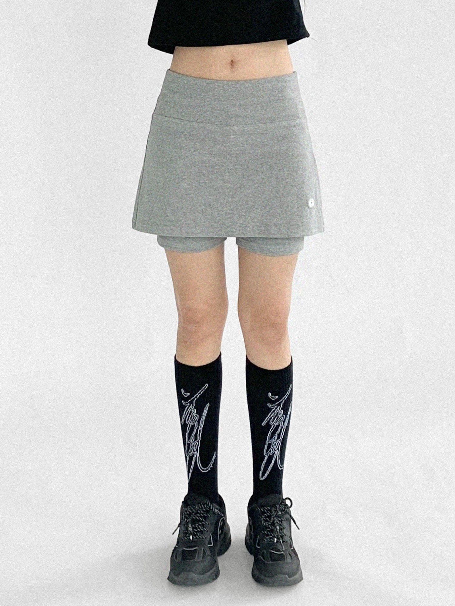 innomoood Stretch Dot Print Yoga Skort Low Rise Gray